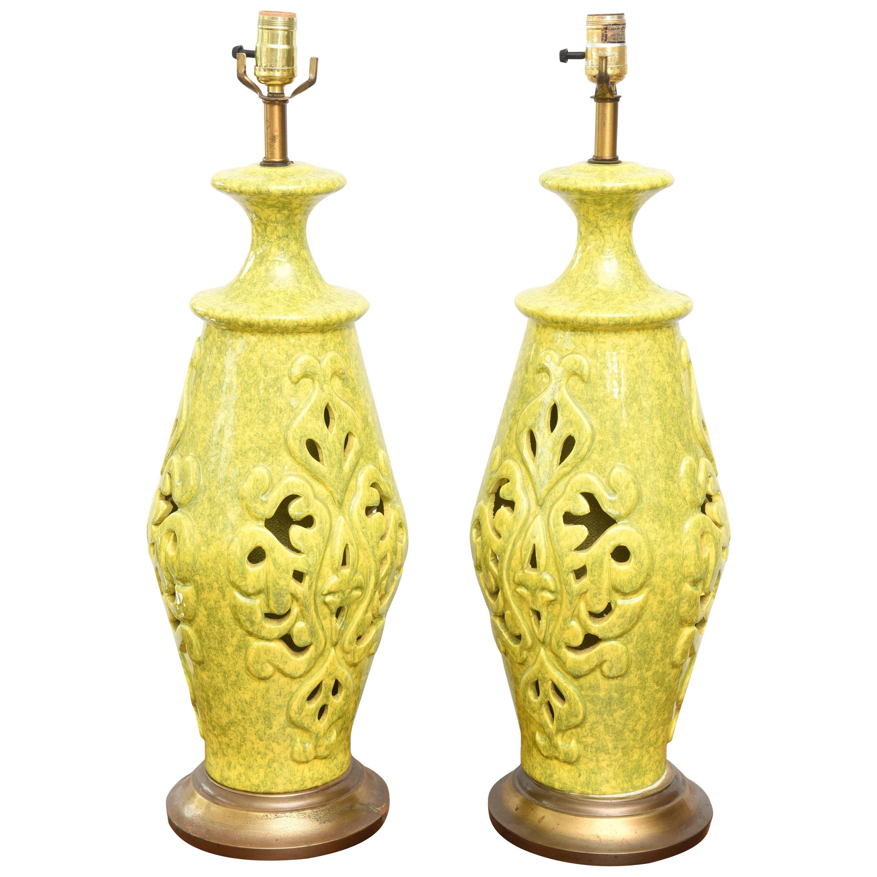 Pair of Vintage Ceramic Lamps, USA 1960s