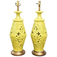 Pair of Vintage Ceramic Lamps, USA 1960s