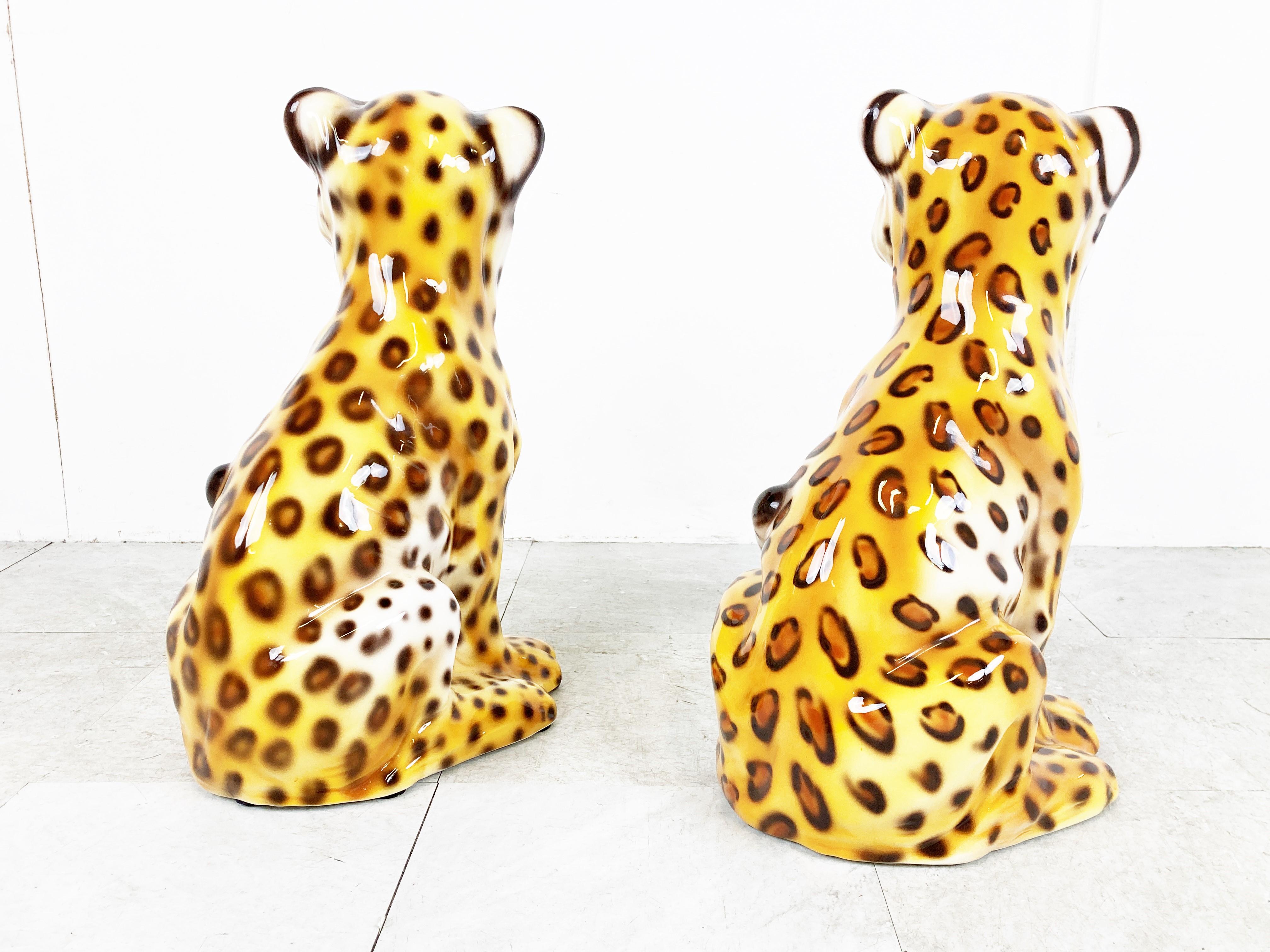Pair of Vintage Ceramic Leopards, 1970s 4