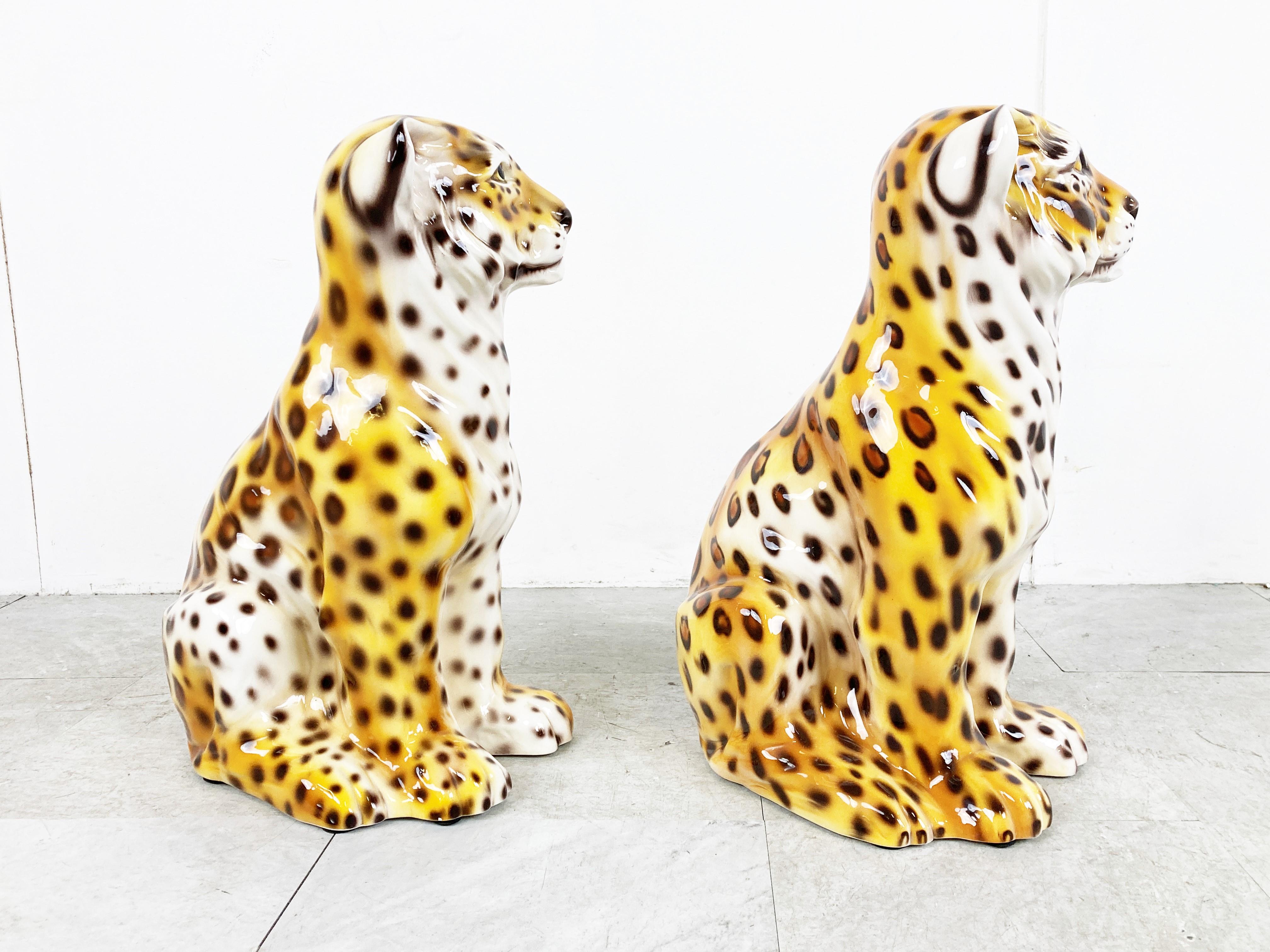 Pair of Vintage Ceramic Leopards, 1970s 5