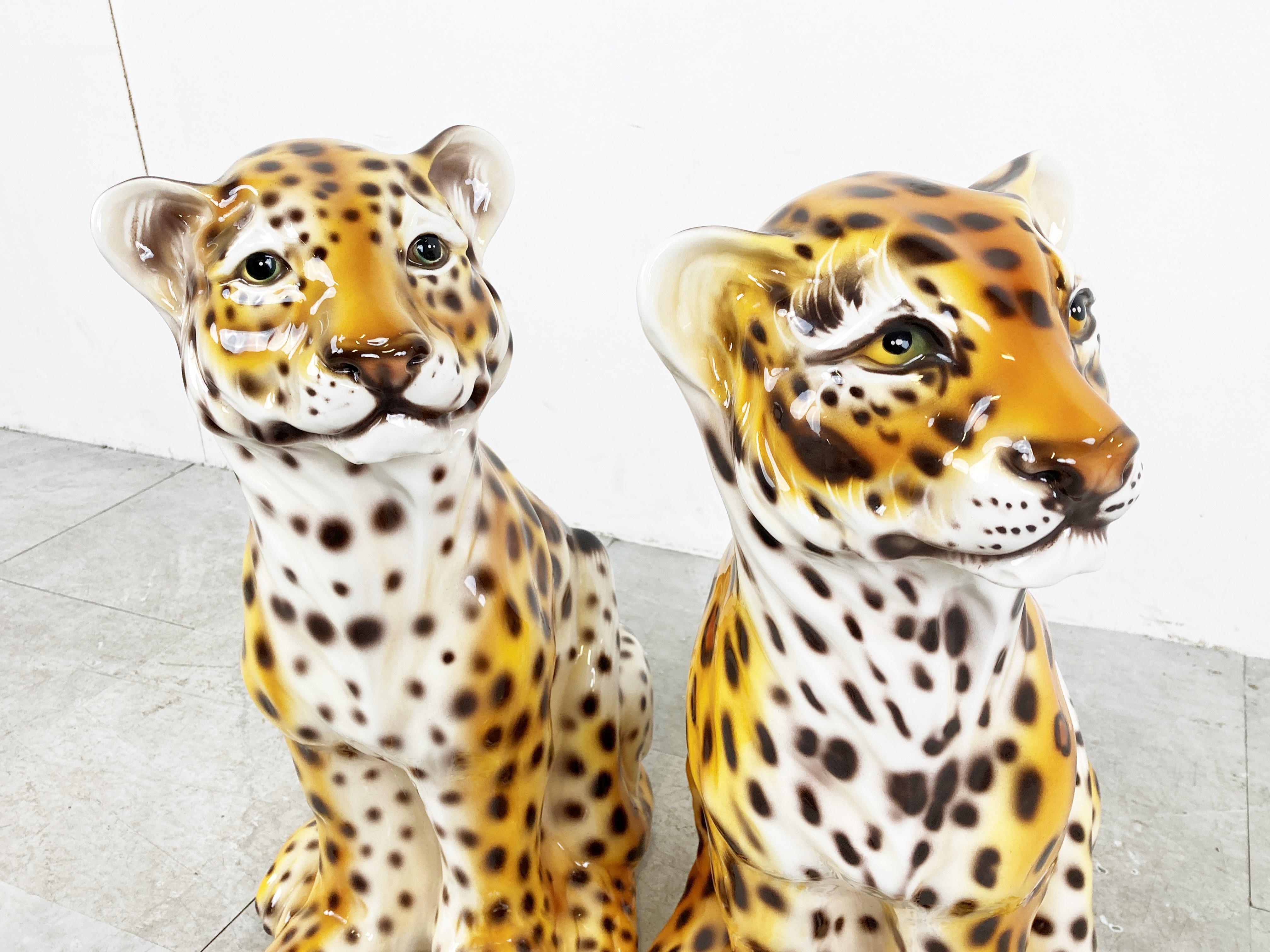 Hand painted ceramic leopard sculptures.

Very cute pair of leopards.

Good condition, no damages

1970s - Italy

Dimensions: 
Height: 54cm/21.25