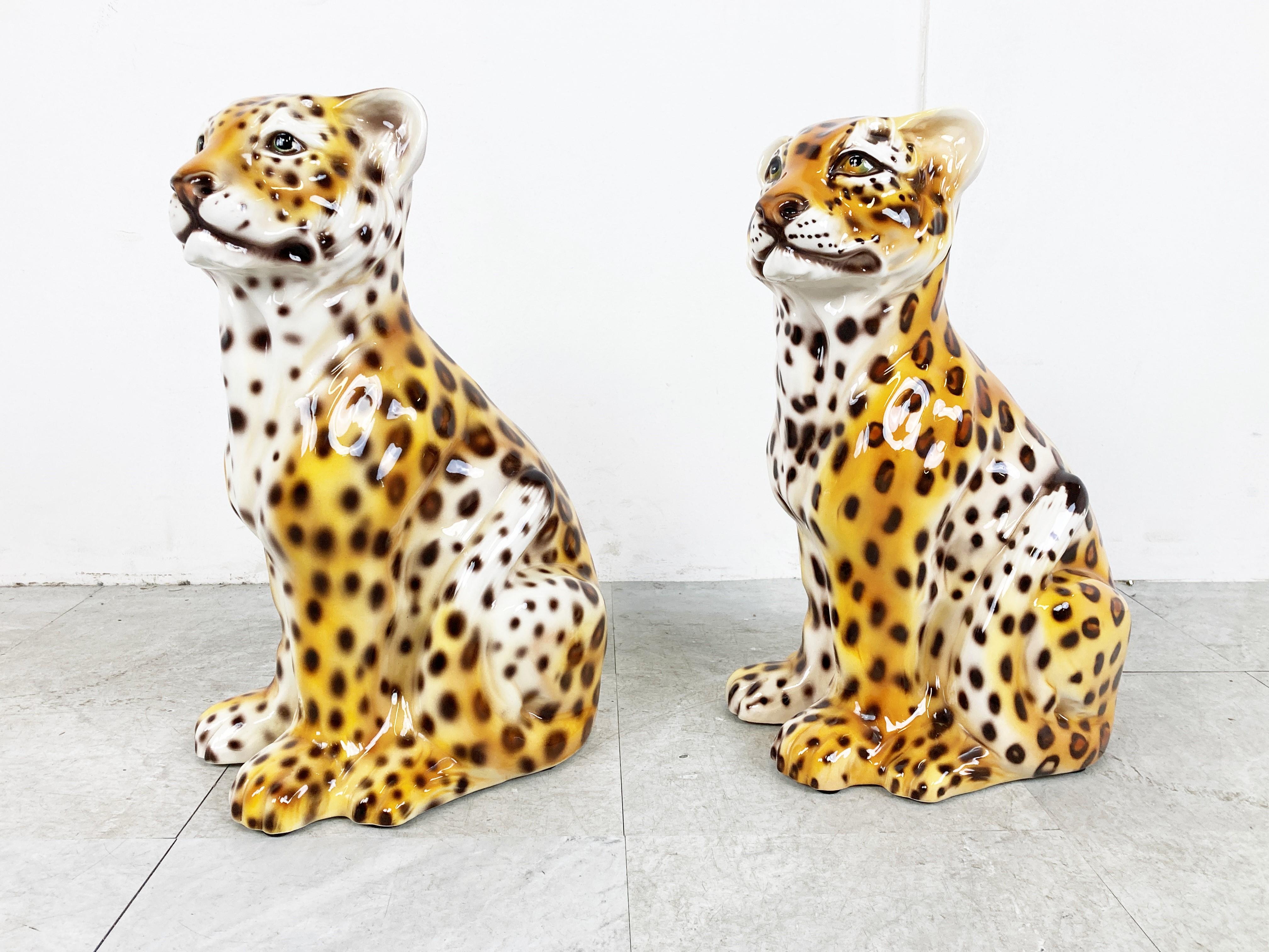 Pair of Vintage Ceramic Leopards, 1970s 2