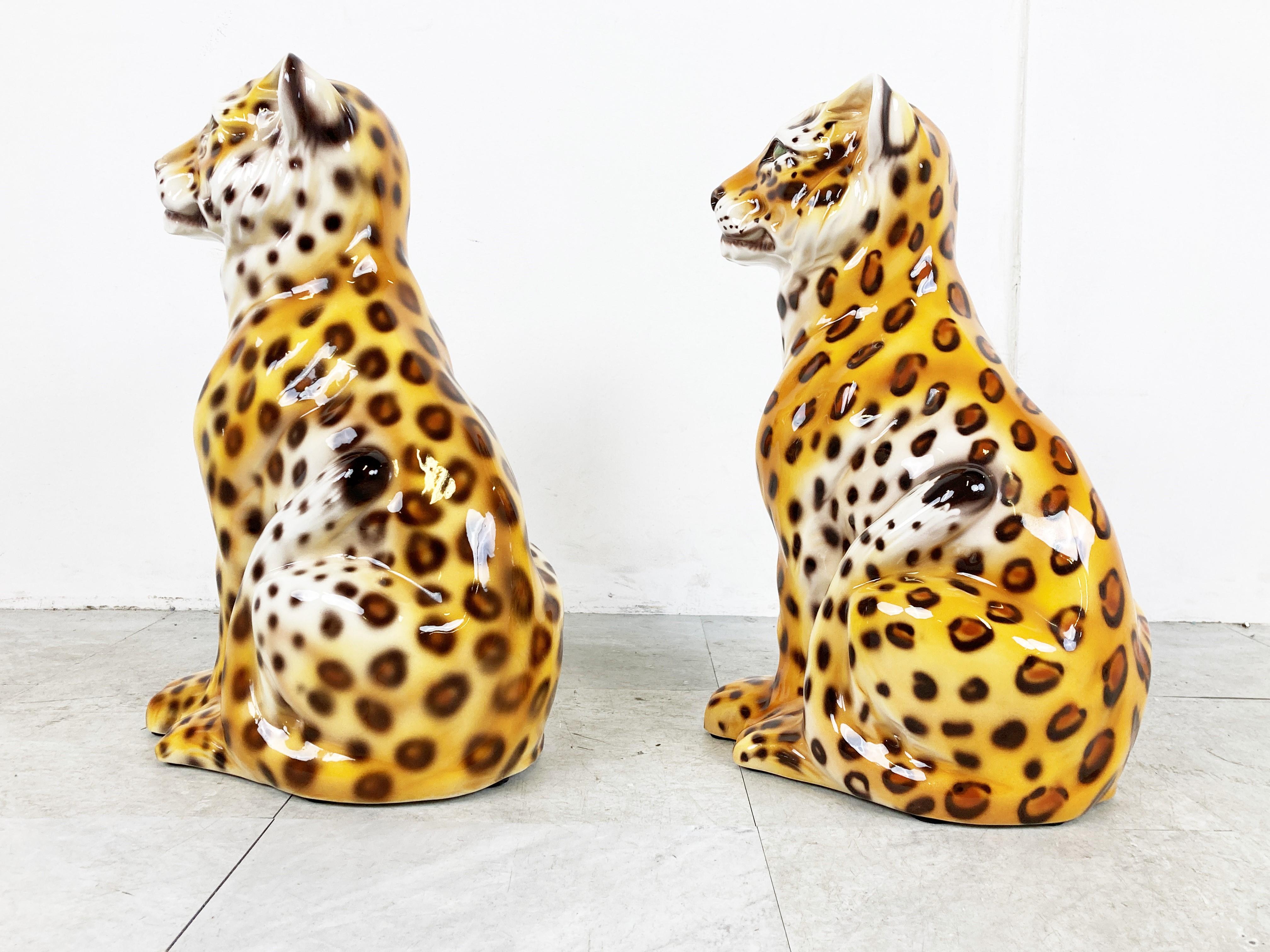 Pair of Vintage Ceramic Leopards, 1970s 3