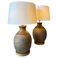 Pair of Vintage Ceramic Table Lamps by Brent Bennett - California Modernism