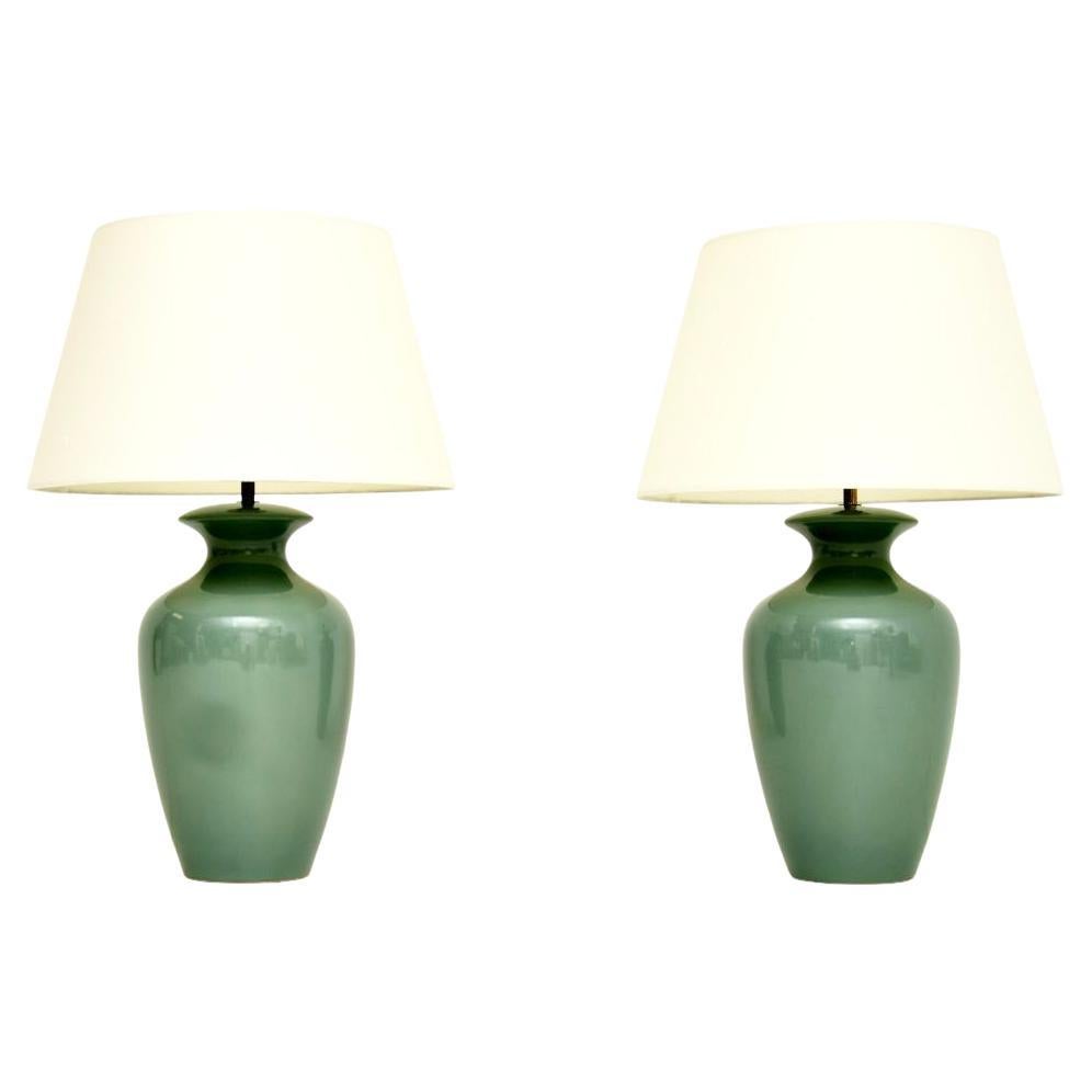 Paire de lampes de table vintage en céramique