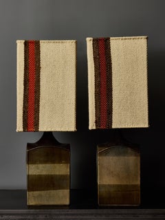 Pair of Vintage Ceramic Table Lamps with Matching Shades