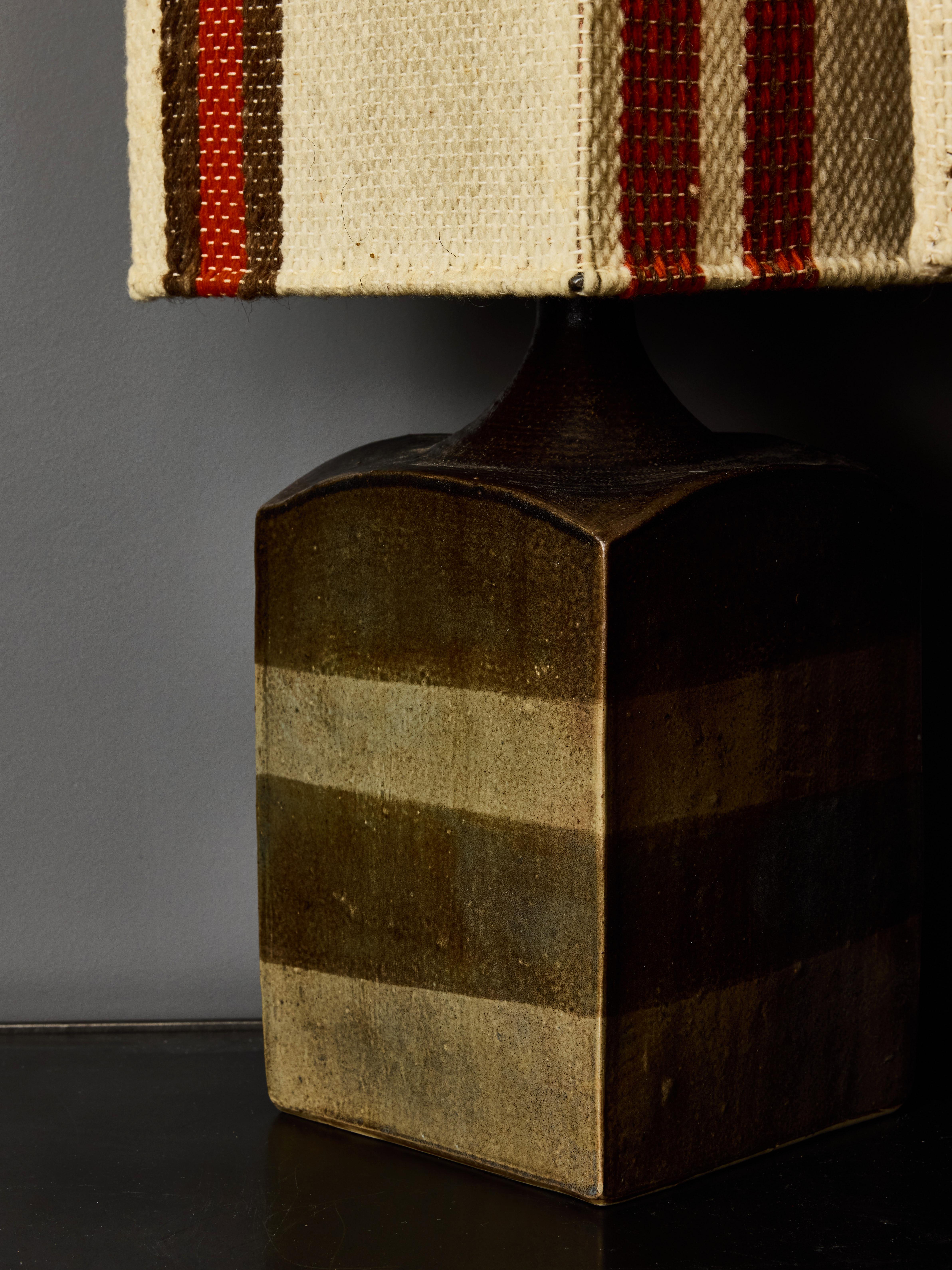 Pair of Vintage Ceramic Table Lamps with Matching Shades In Good Condition For Sale In Saint-Ouen, IDF