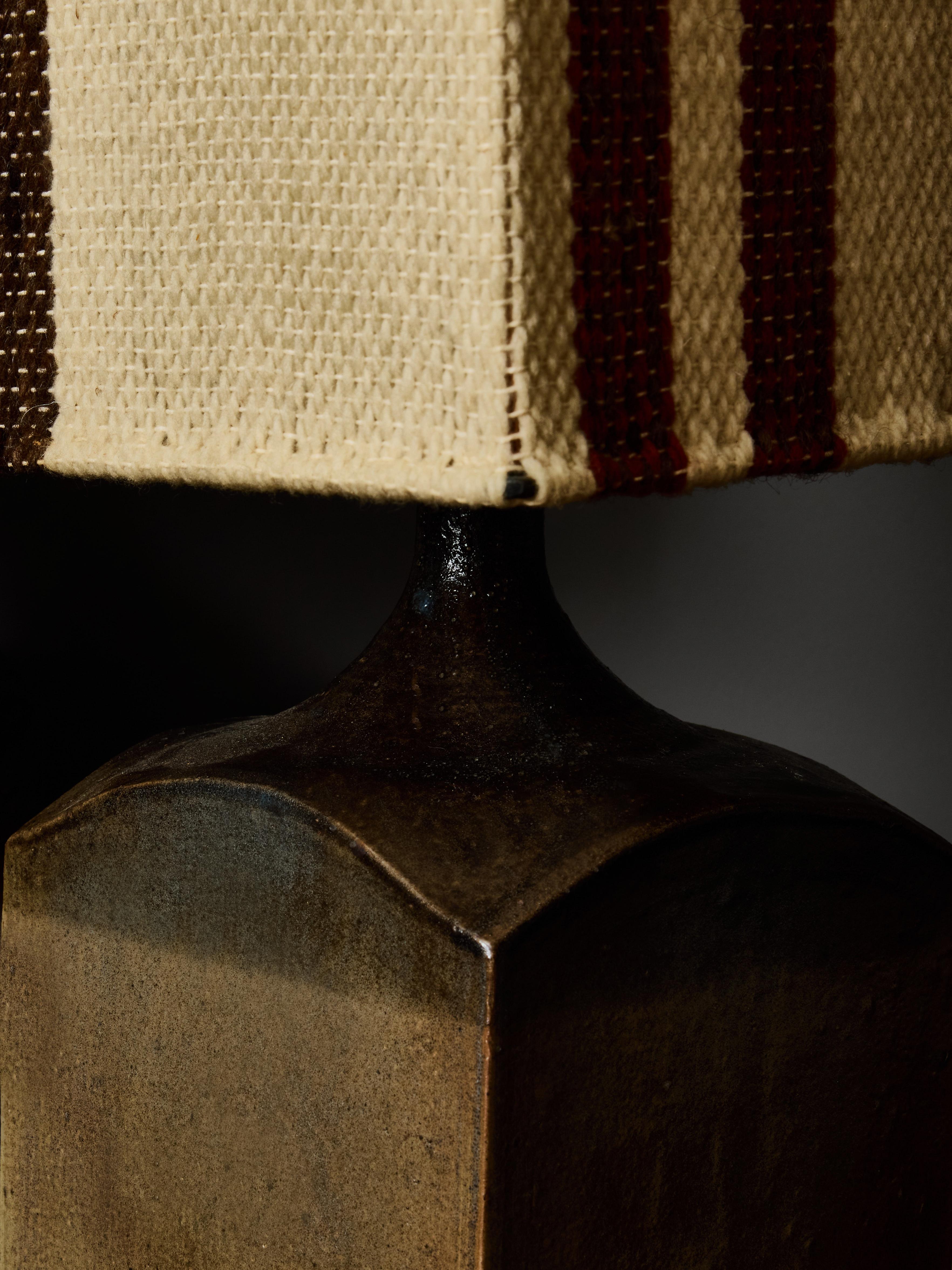 Mid-20th Century Pair of Vintage Ceramic Table Lamps with Matching Shades For Sale