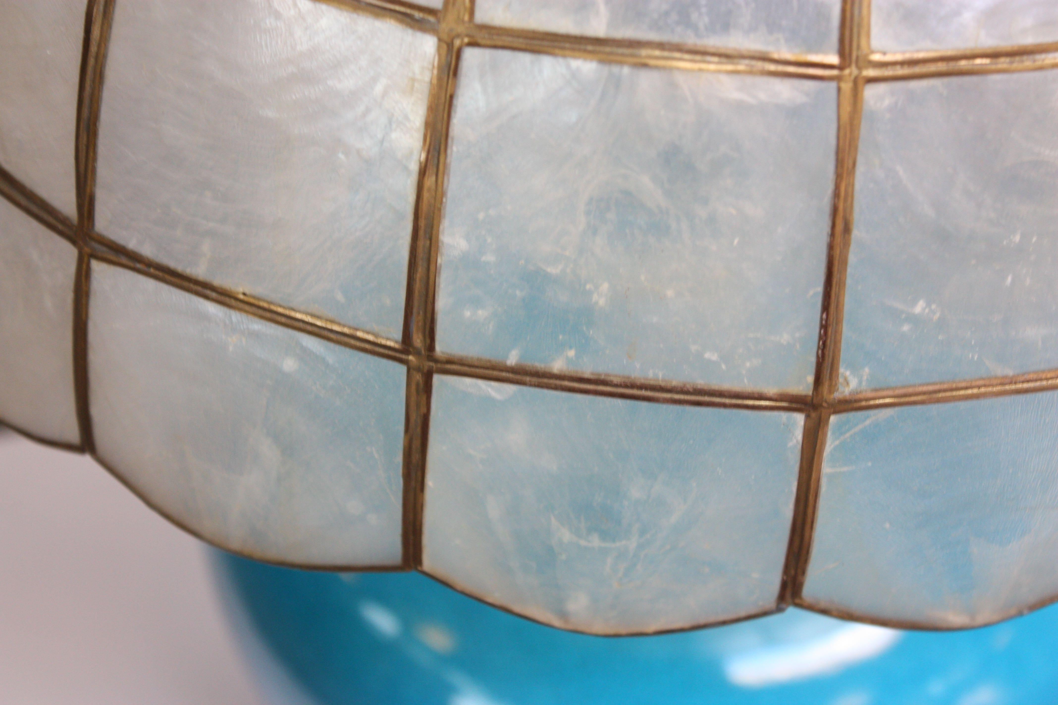 Single Vintage Ceramic Table Lamp with Capiz Shell Shade 7