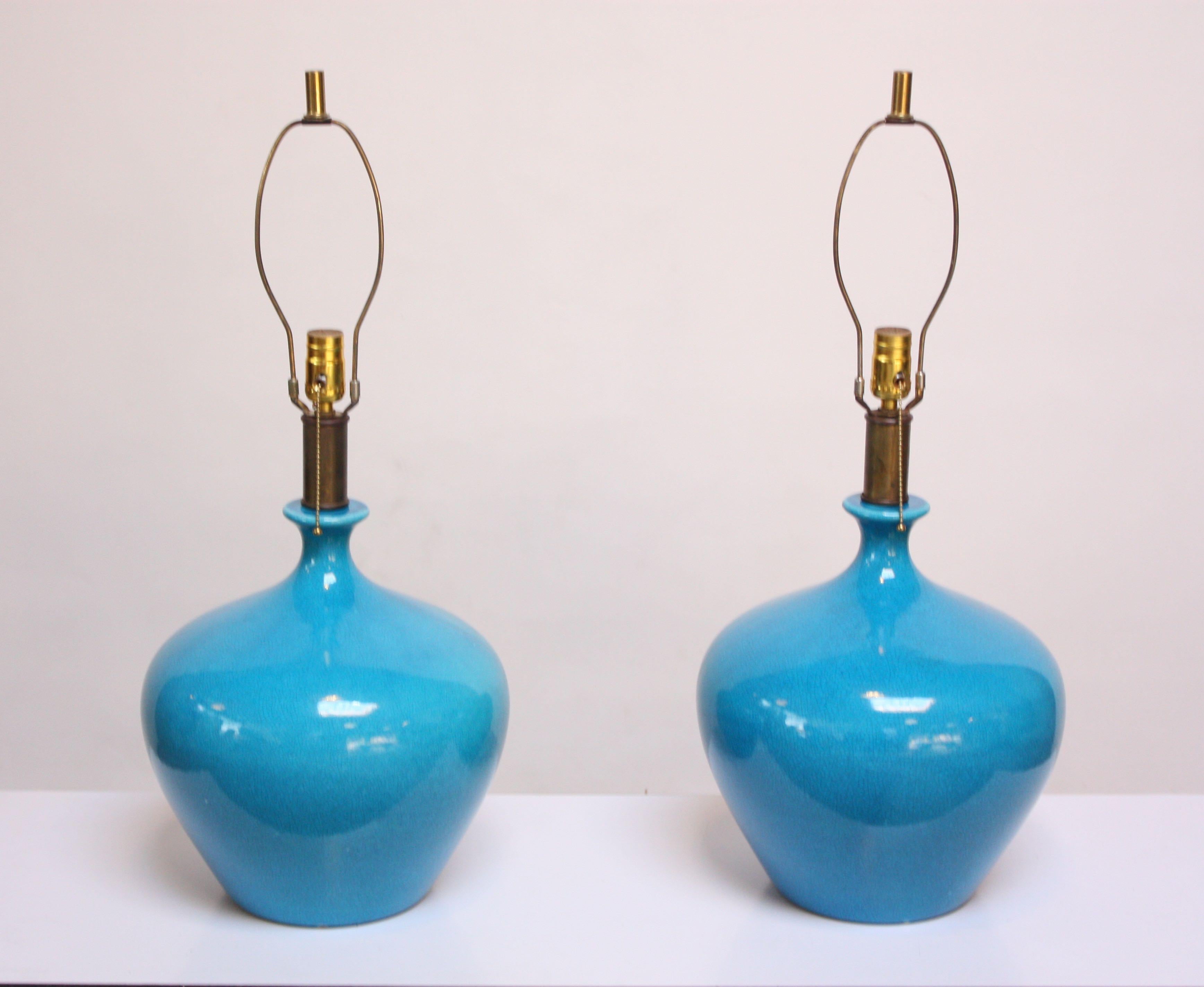 Mid-Century Modern Single Vintage Ceramic Table Lamp with Capiz Shell Shade