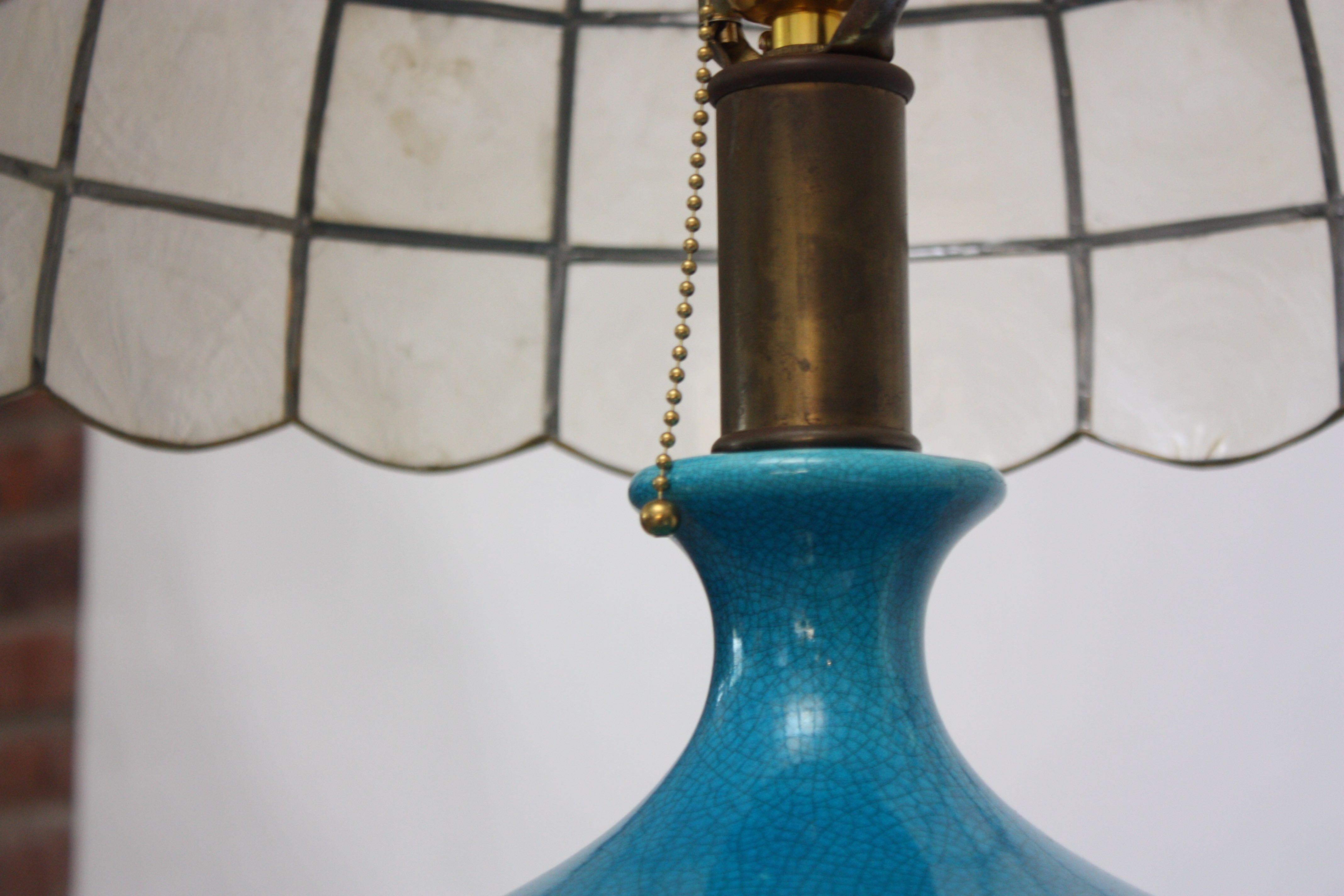 American Single Vintage Ceramic Table Lamp with Capiz Shell Shade