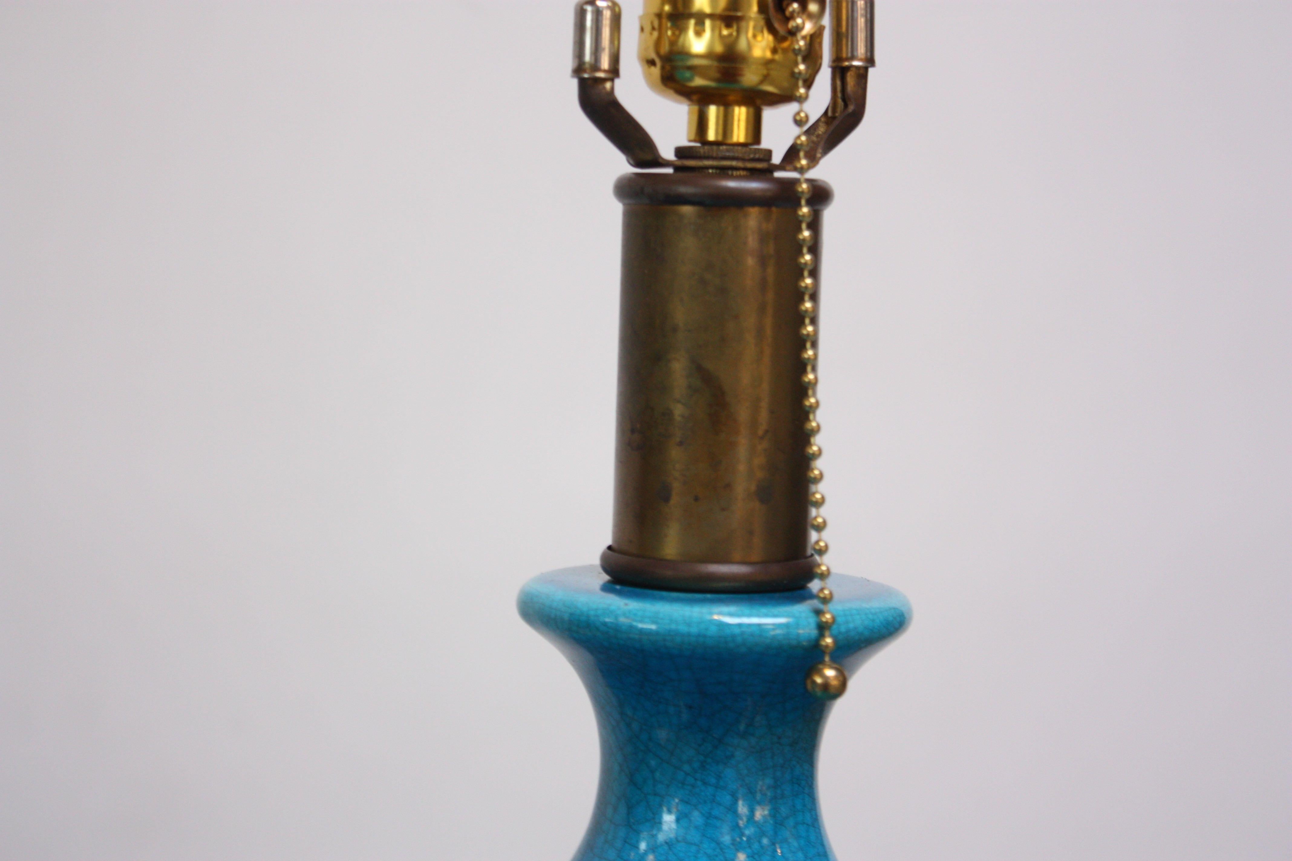Single Vintage Ceramic Table Lamp with Capiz Shell Shade In Good Condition In Brooklyn, NY