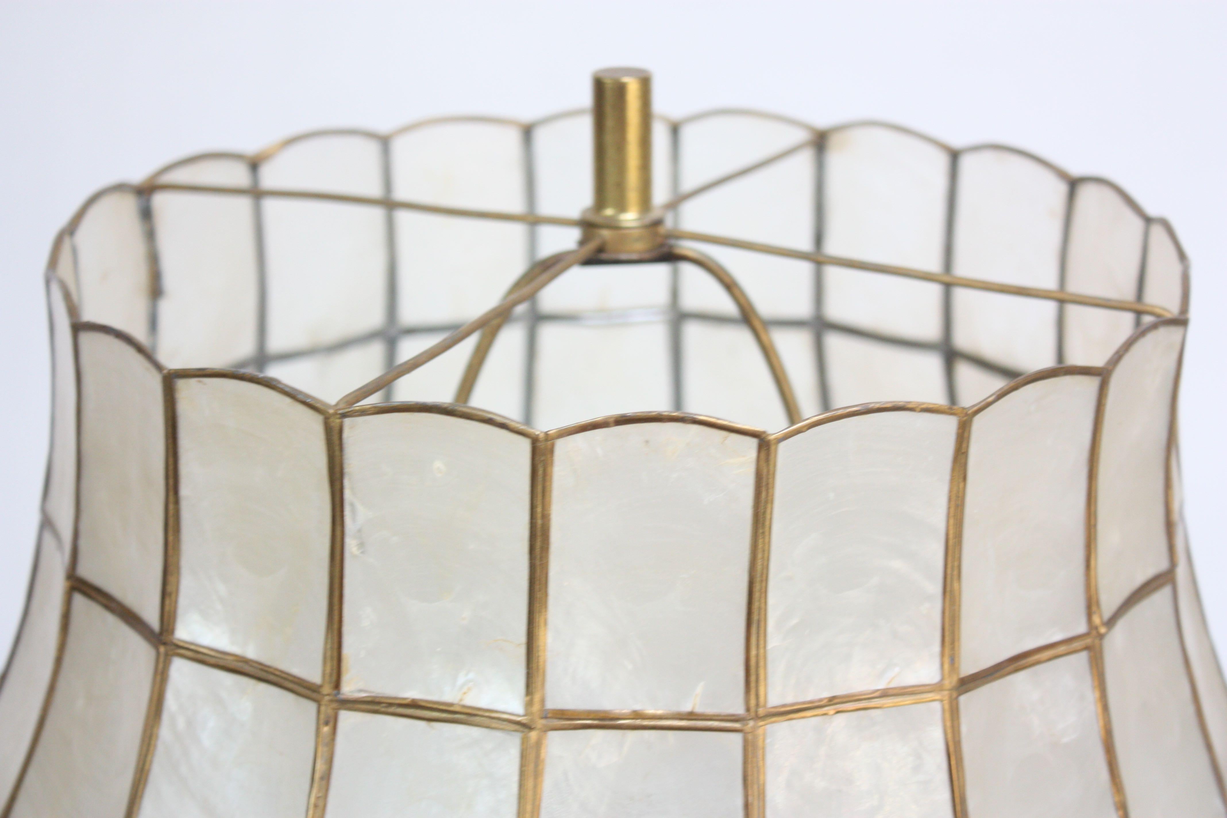 Single Vintage Ceramic Table Lamp with Capiz Shell Shade 2