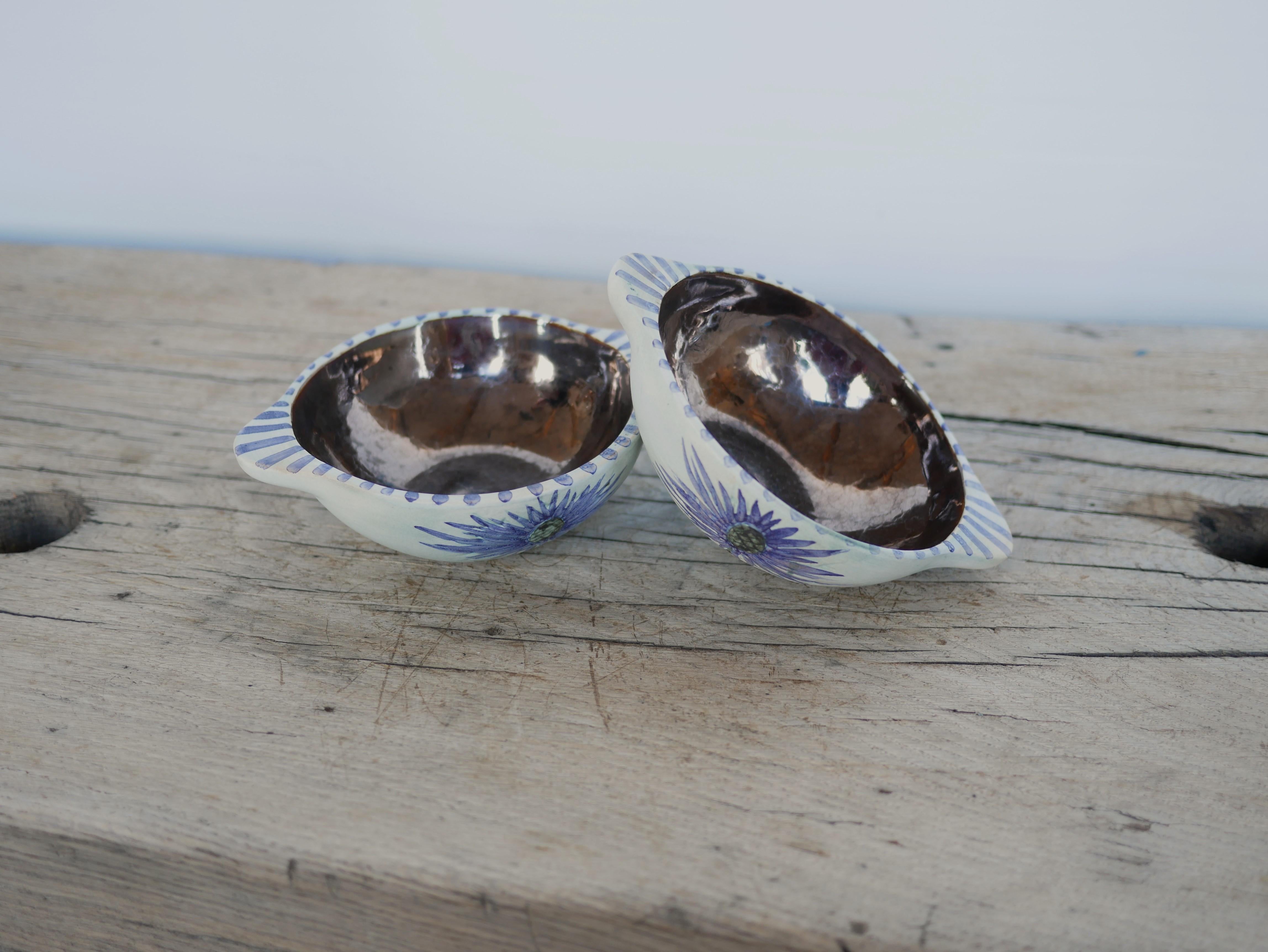 Pareja de cuencos vintage de cerámica de cardo de Marie Madeleine Jolly Cerámico en venta