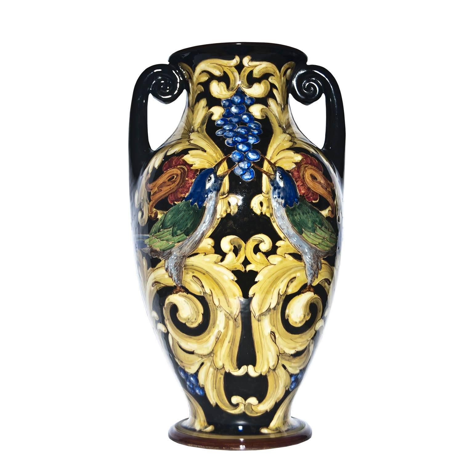 Art Deco Pair of Vintage Ceramic Vases by Renato Bassanelli, Italy, circa 1924 For Sale