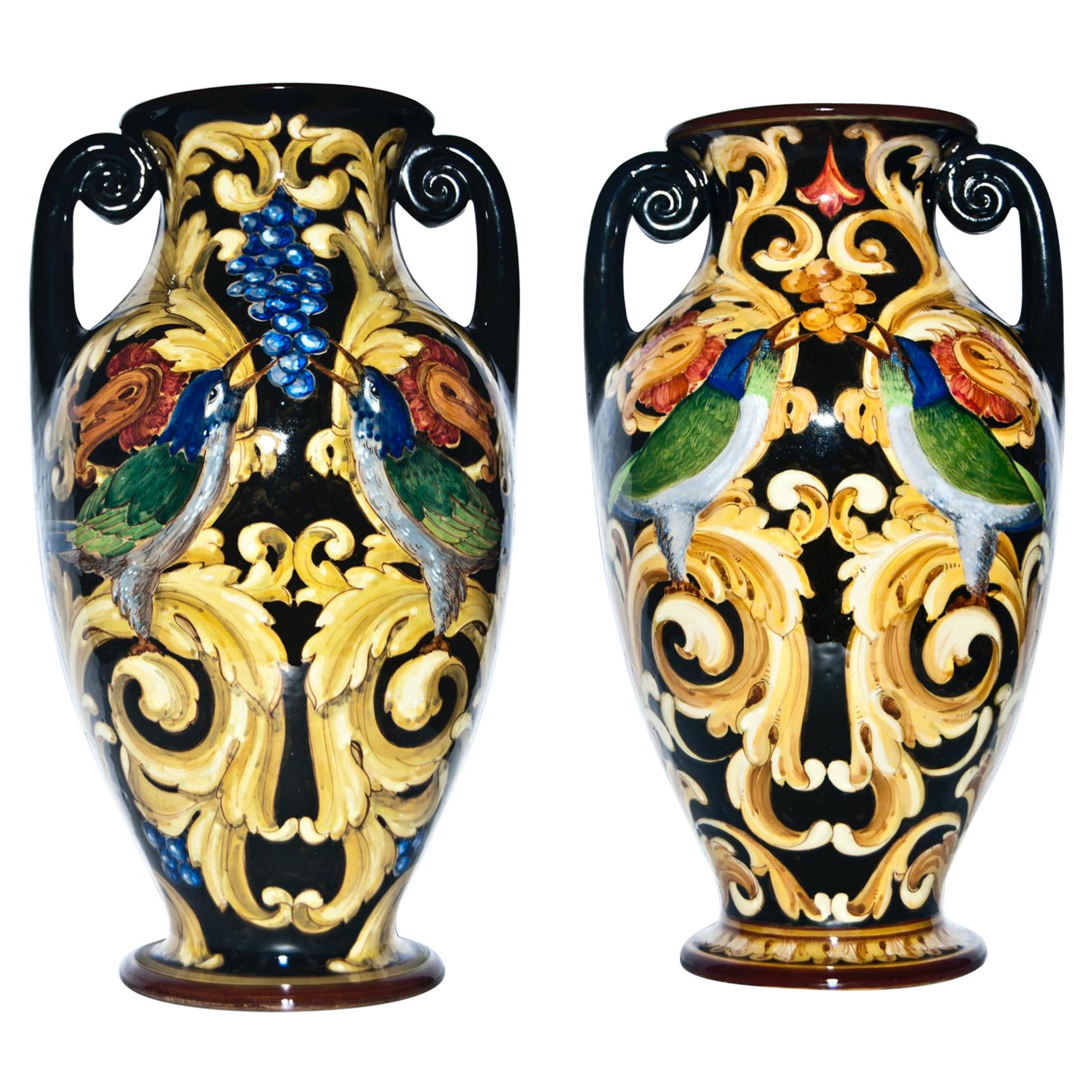 Pair of Vintage Ceramic Vases by Renato Bassanelli, Italy, circa 1924 For Sale