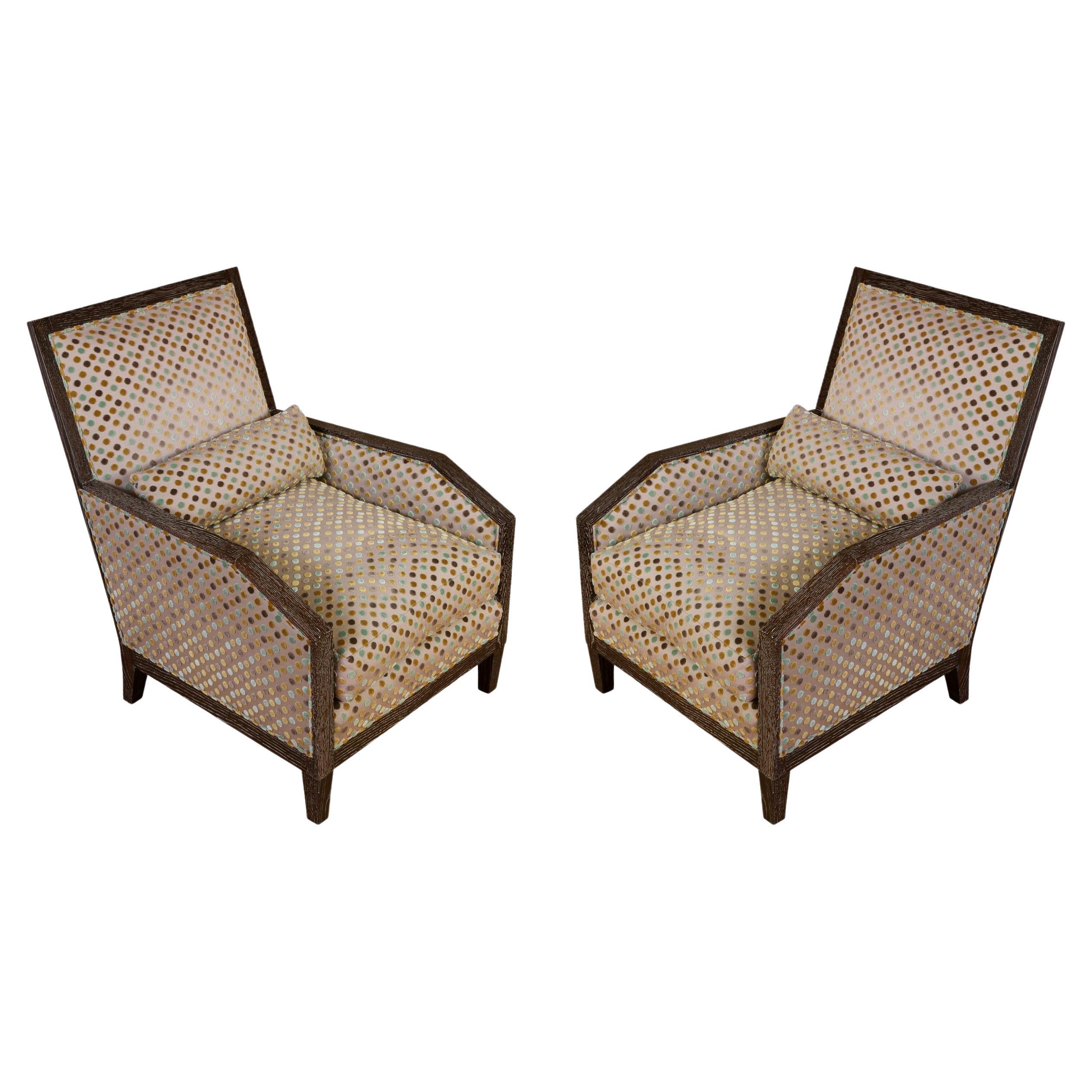 Pair of Vintage Cerused Oak Armchairs by Anthony Lawrence Belfair For Sale