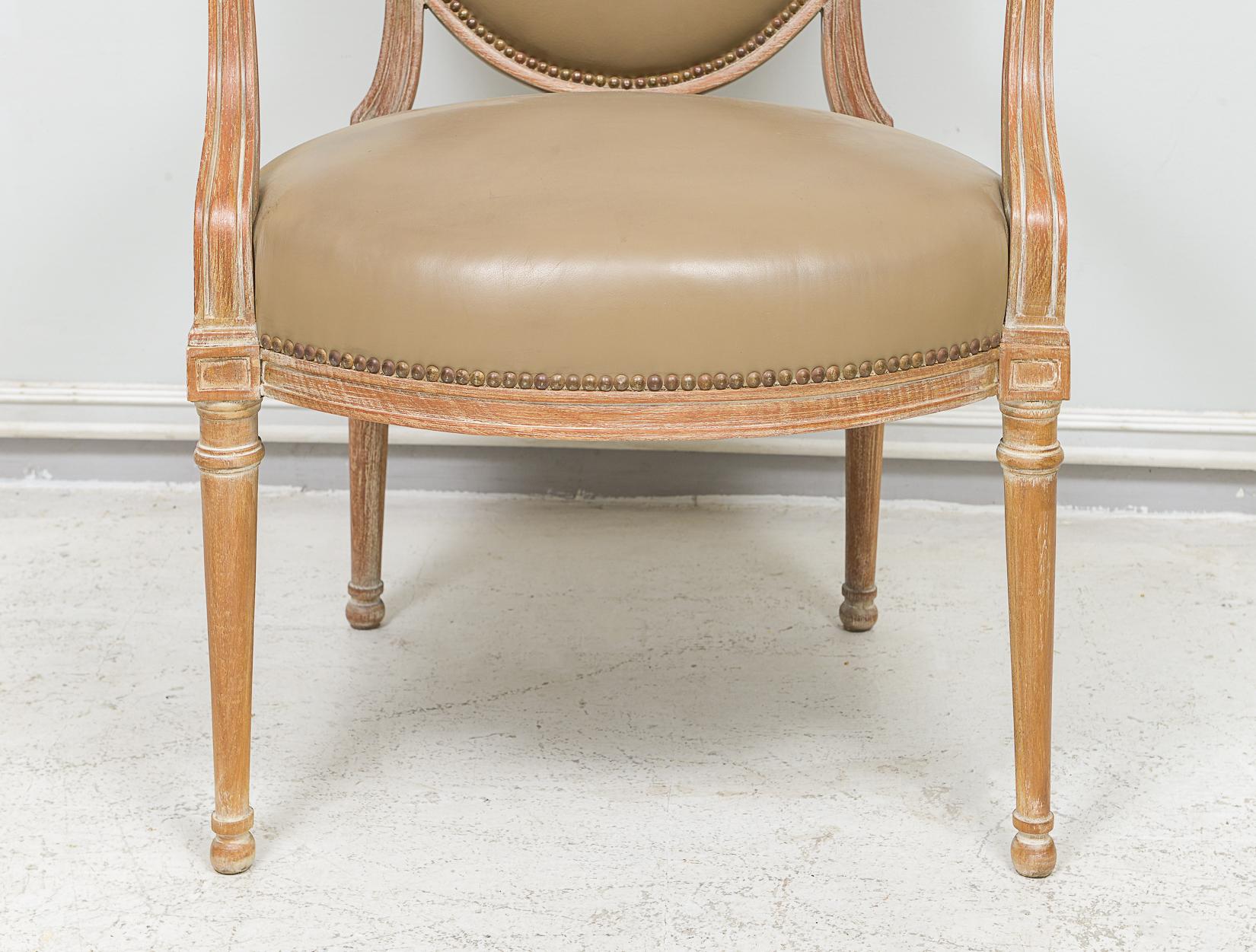 20th Century Pair of Vintage Cerused Oak  Armchairs in the Neoclassic Manner For Sale