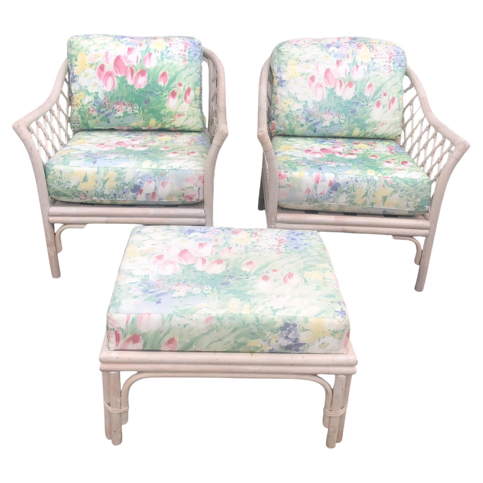 Coppia di sedie in rattan cerato vintage