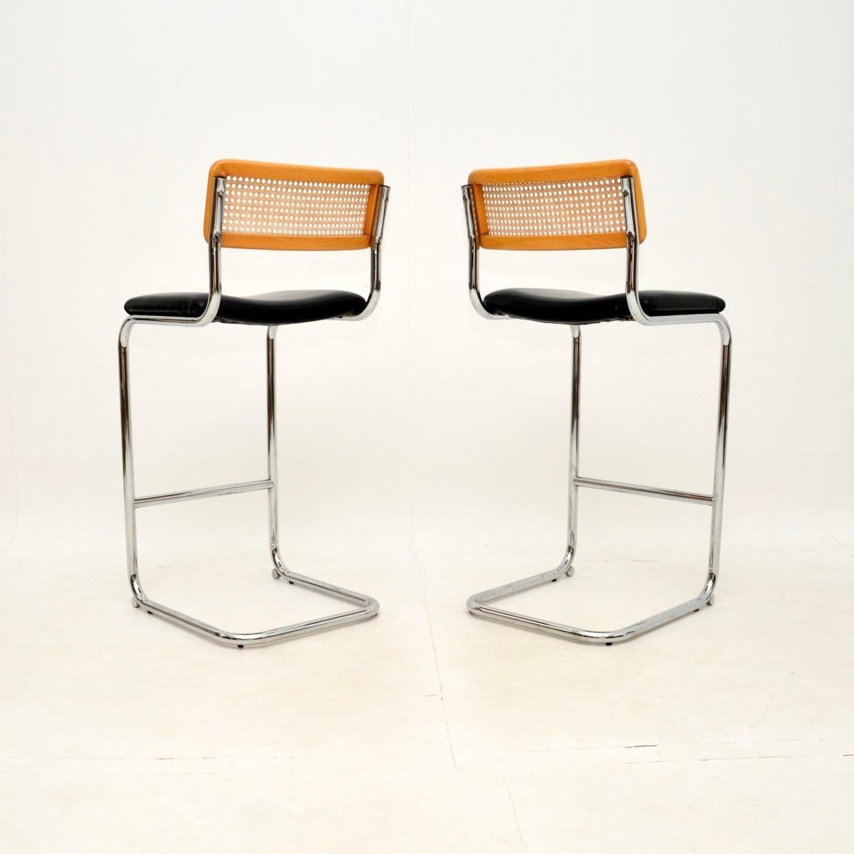 Italian Pair of Vintage Cesca Bar Stools