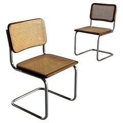 Pair of Vintage Cesca Mid Century Italian Cantilever Chairs in Brown Wood, 1970s