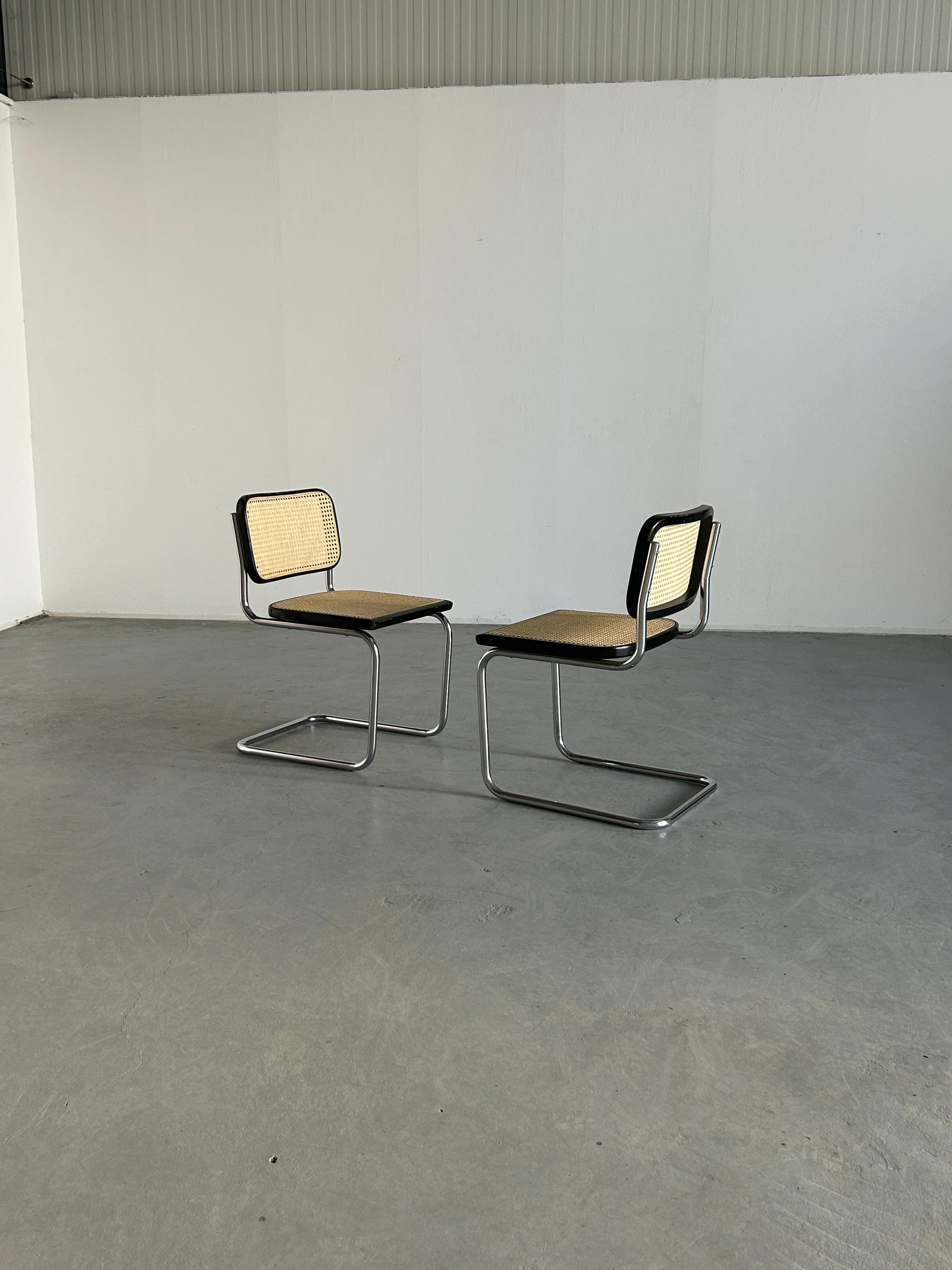 Mid-Century Modern Pair of Vintage Cesca Mid Century Italian Cantilever Chairs, Thonet Mundus For Sale