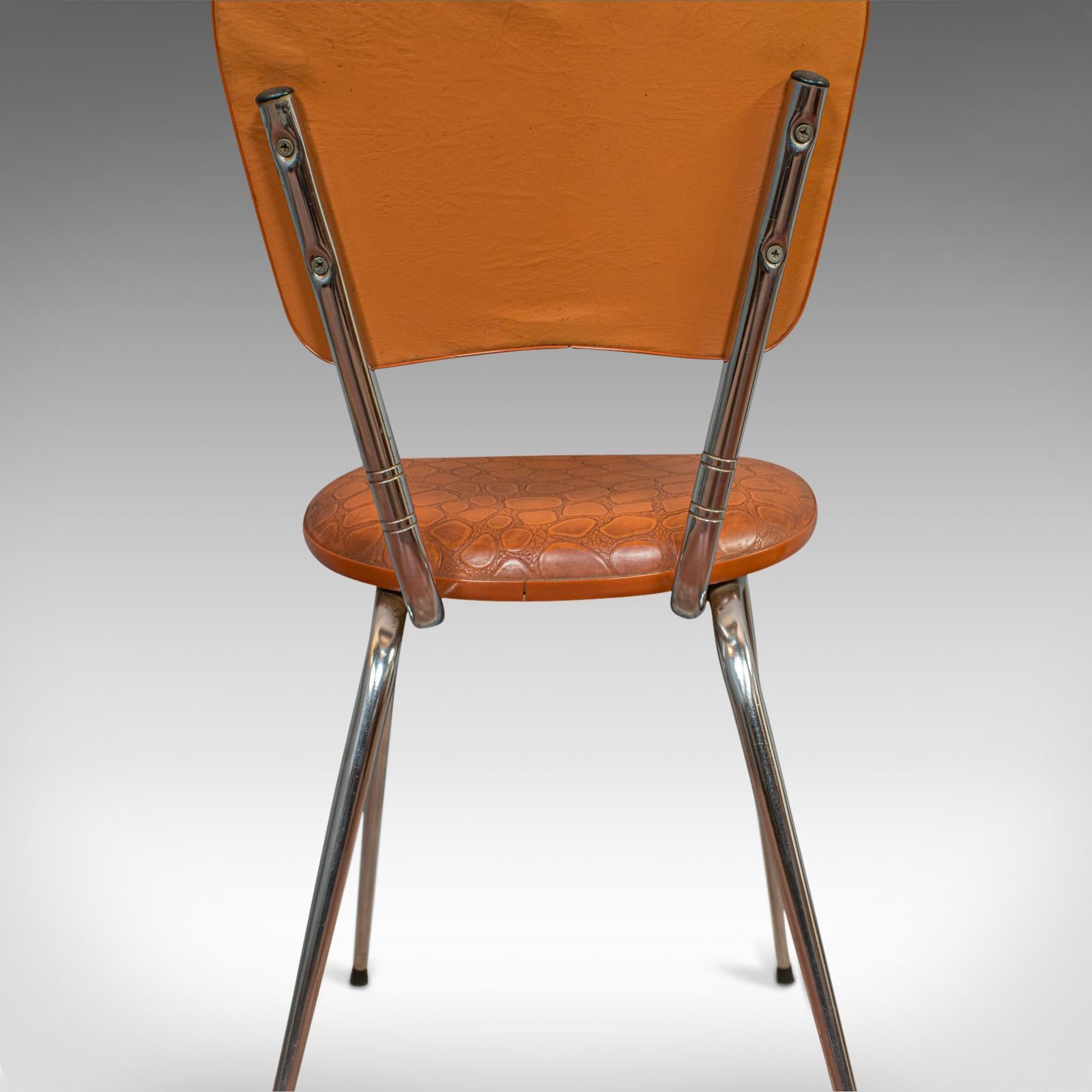 Paire de chaises vintage:: Français:: tapisserie en faux crocodile:: bureau:: chaise de petit déjeuner en vente 5