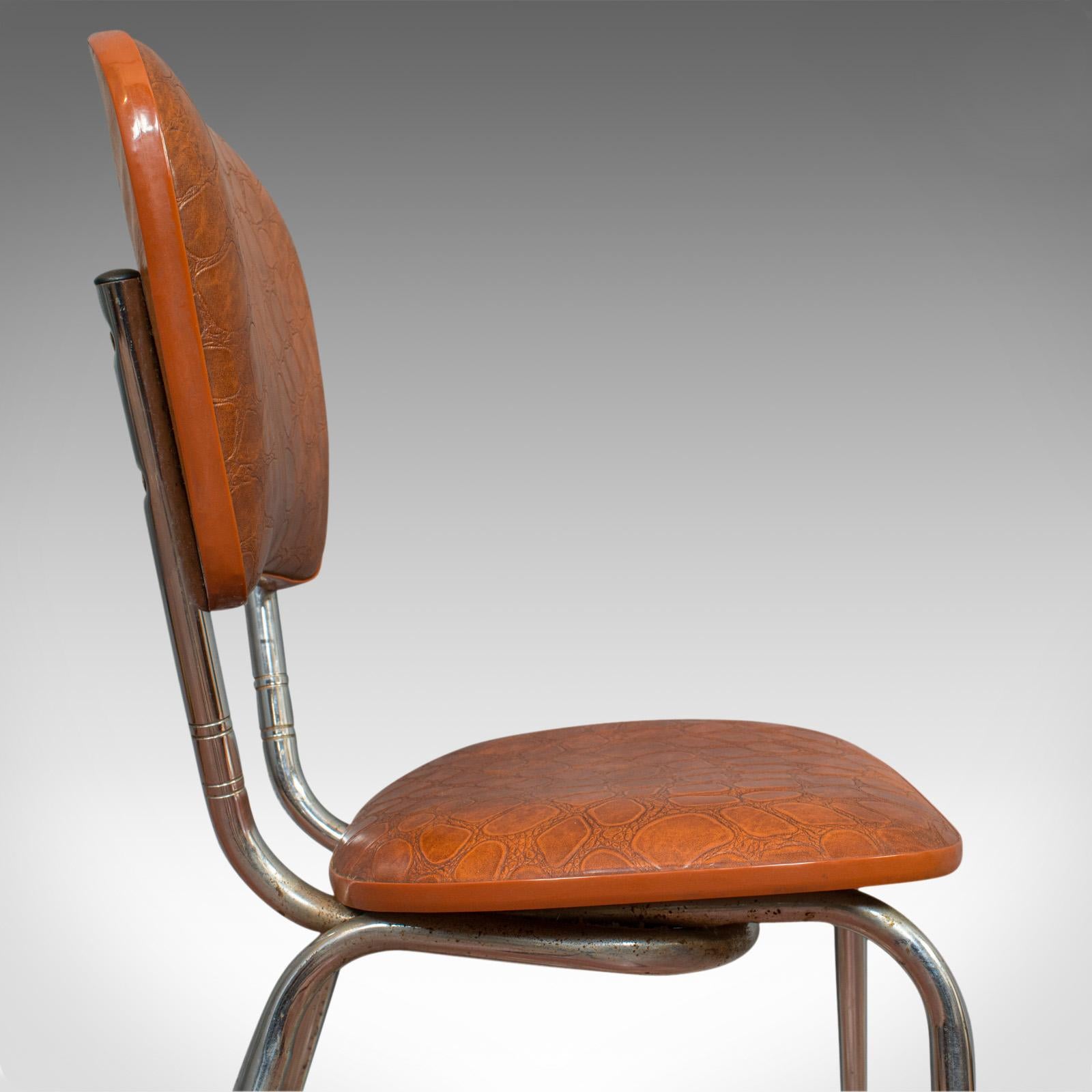 Paar Vintage-Stühle, französisch, mit Krokodilpolsterung, Schreibtisch, Frühstücksstuhl im Angebot 4