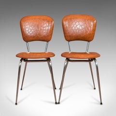 Pair of Vintage Chairs, French, Faux Crocodile Upholstery, Desk, Breakfast Chair