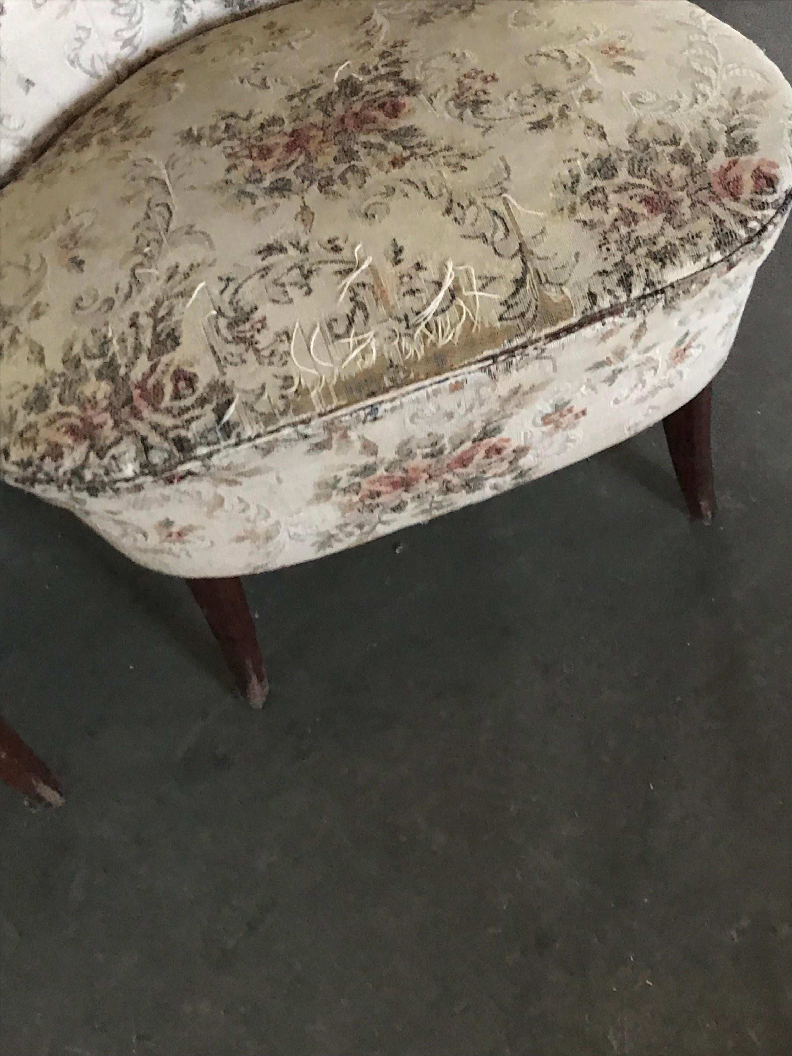 Mid-20th Century Pair of Vintage Chairs in Original Floral Fabric For Sale