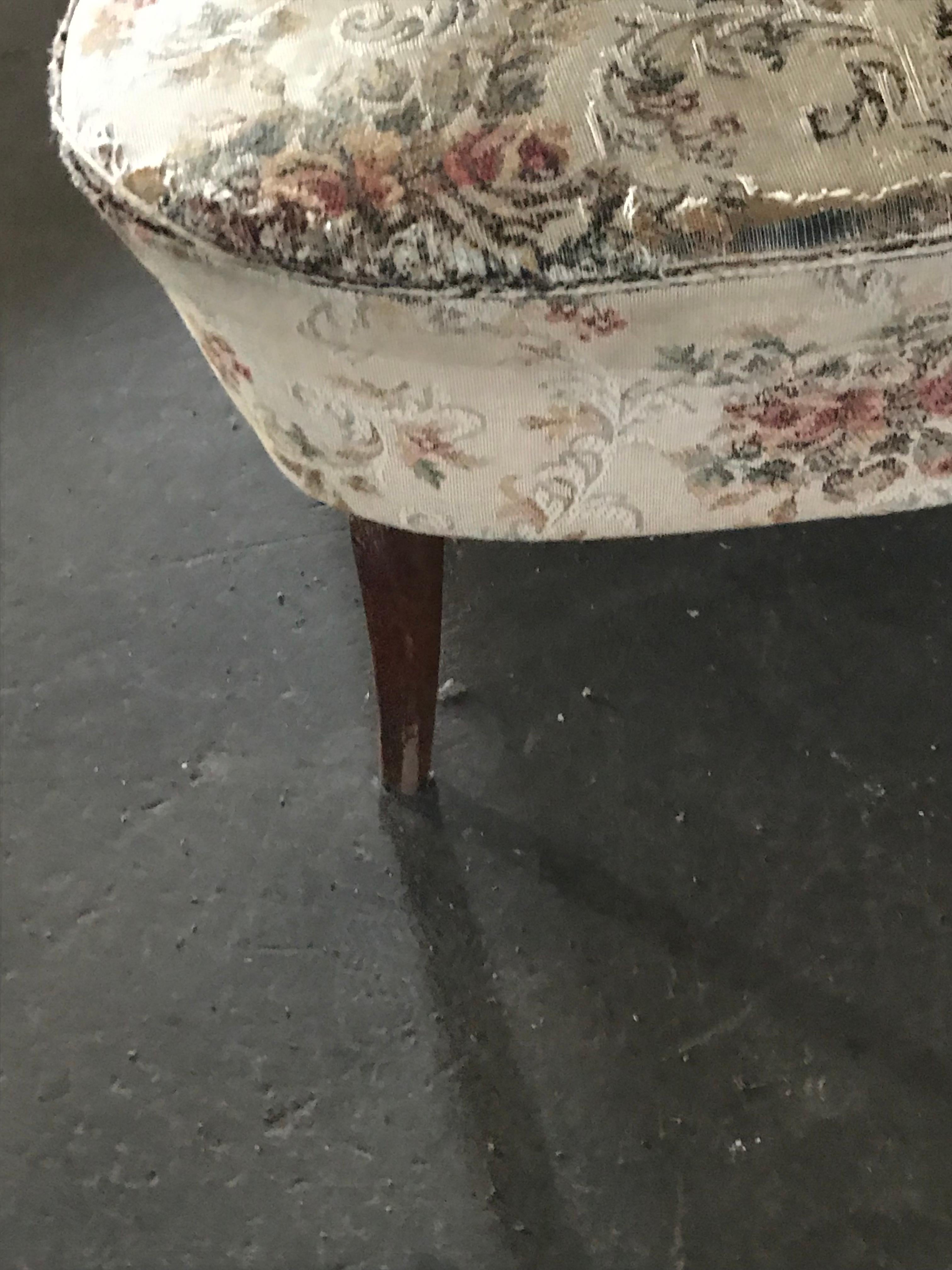 Walnut Pair of Vintage Chairs in Original Floral Fabric For Sale