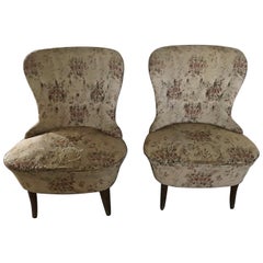 Pair of Vintage Chairs in Original Floral Fabric