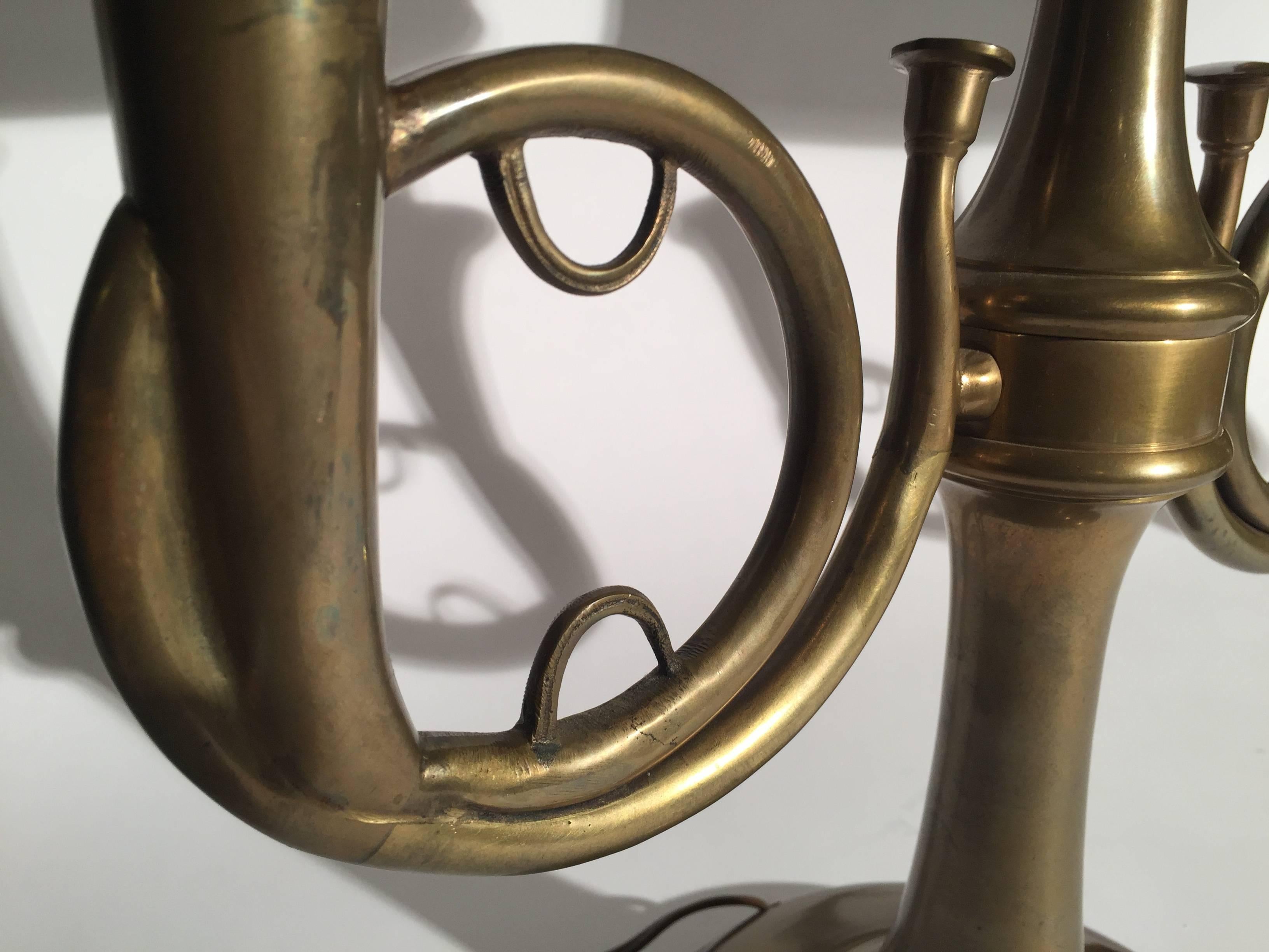 Mid-20th Century Pair of Vintage Chapman French Horn Lamps