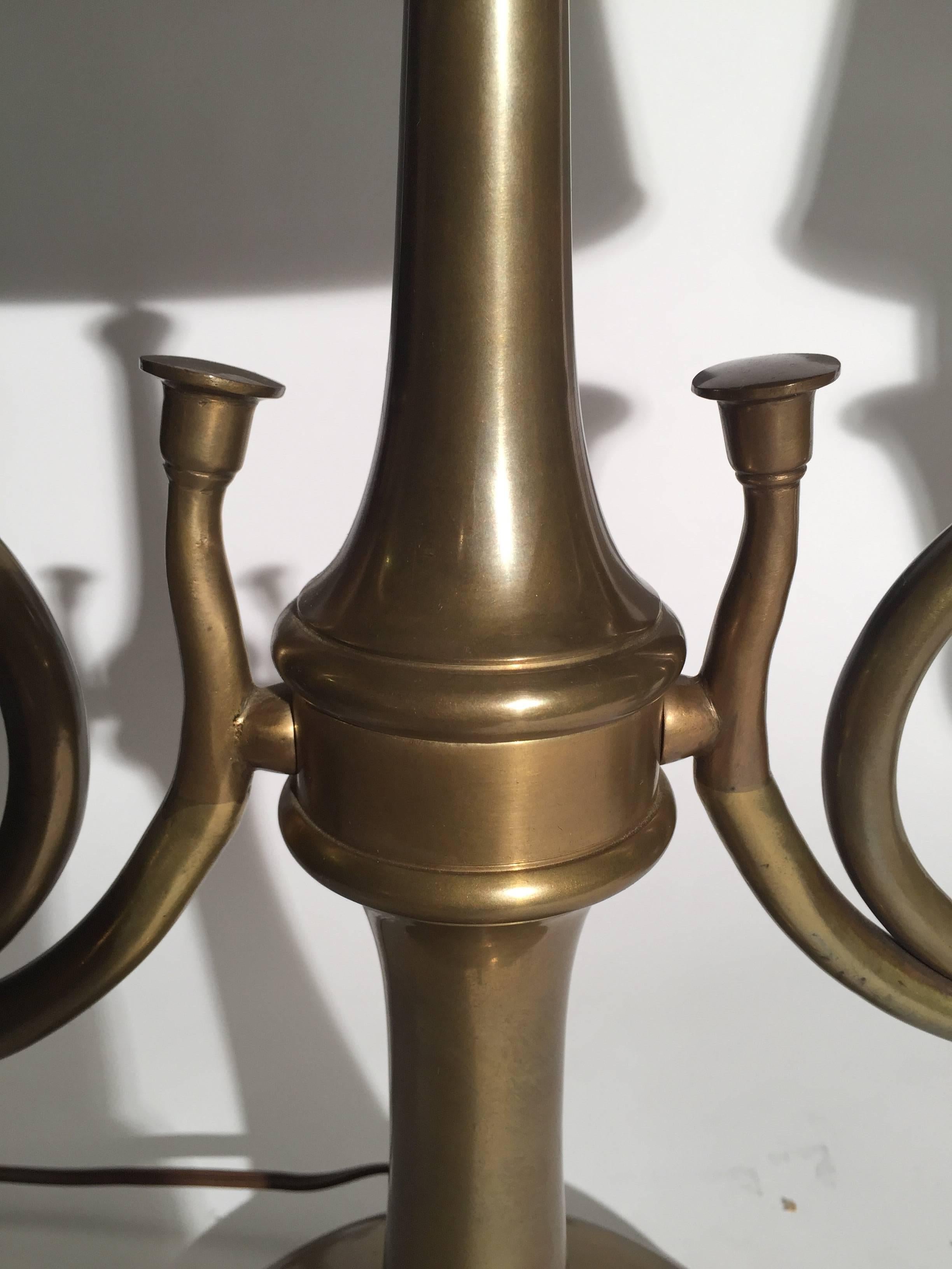 Brass Pair of Vintage Chapman French Horn Lamps