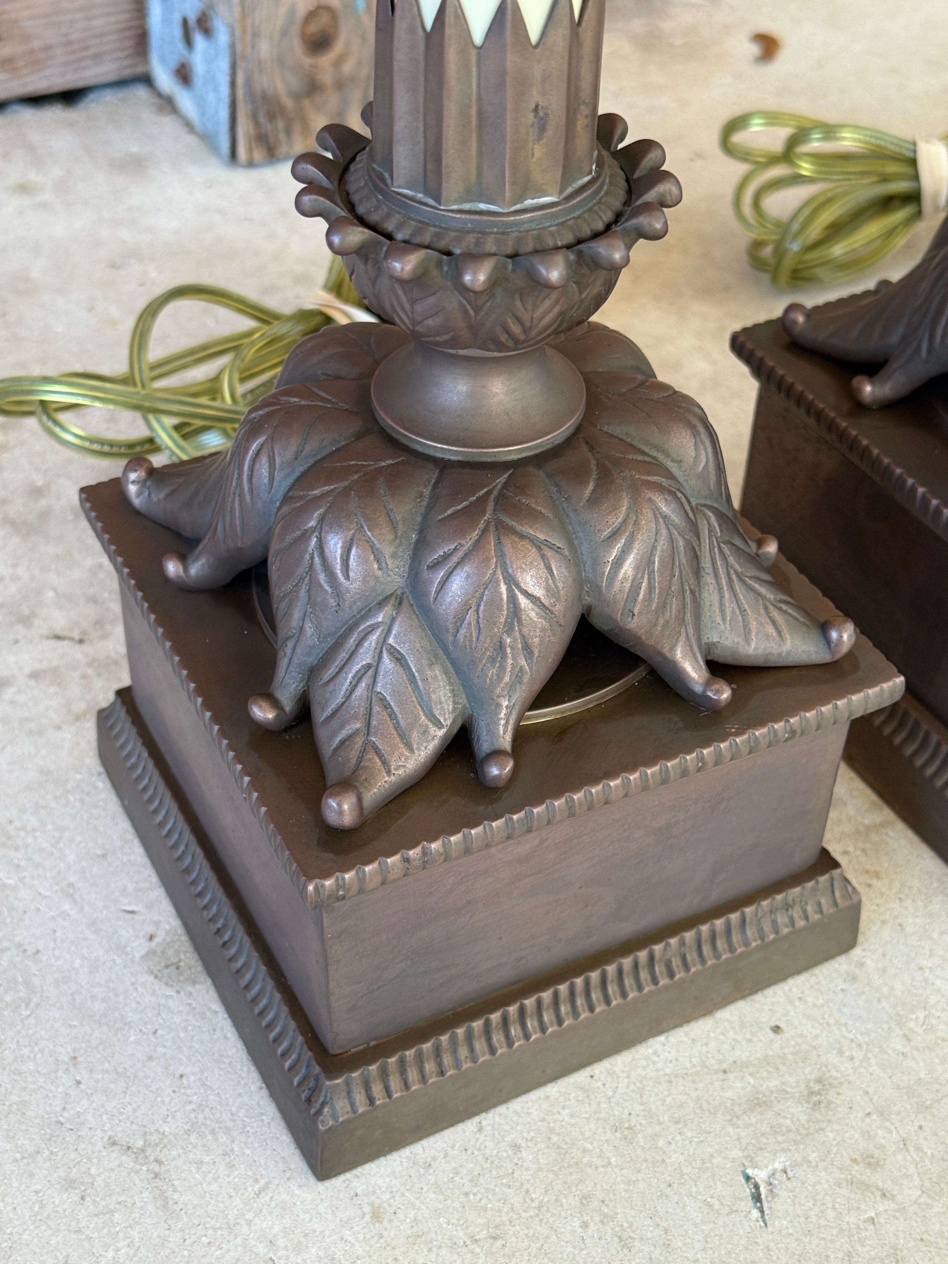 Pair of Vintage Chapman Neoclassical Bronze Table Lamps In Good Condition For Sale In North Fort Myers, FL