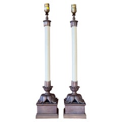 Pair of Vintage Chapman Neoclassical Bronze Table Lamps