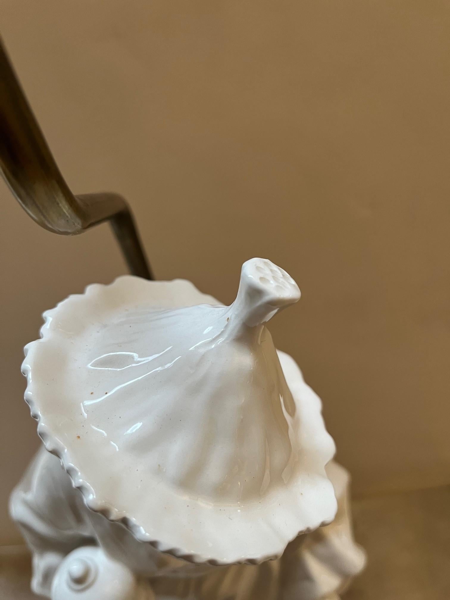 Pair of Vintage Chapman Porcelain Chinoiserie Blanc De Chine Figural Table Lamps For Sale 3