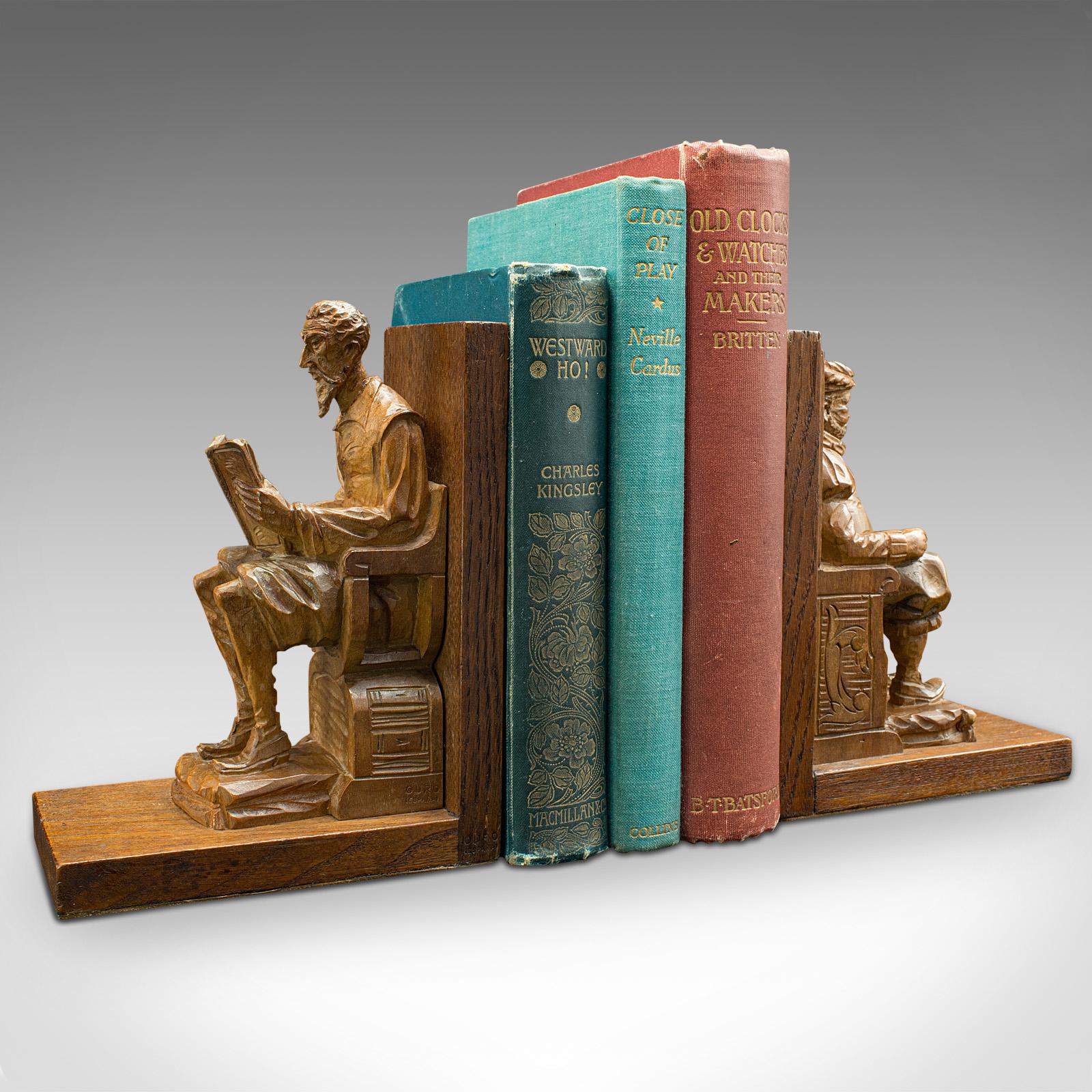 Pair Of Vintage Character Bookends, Spanish, Hand Carved, Book Rest, Don Quixote 7