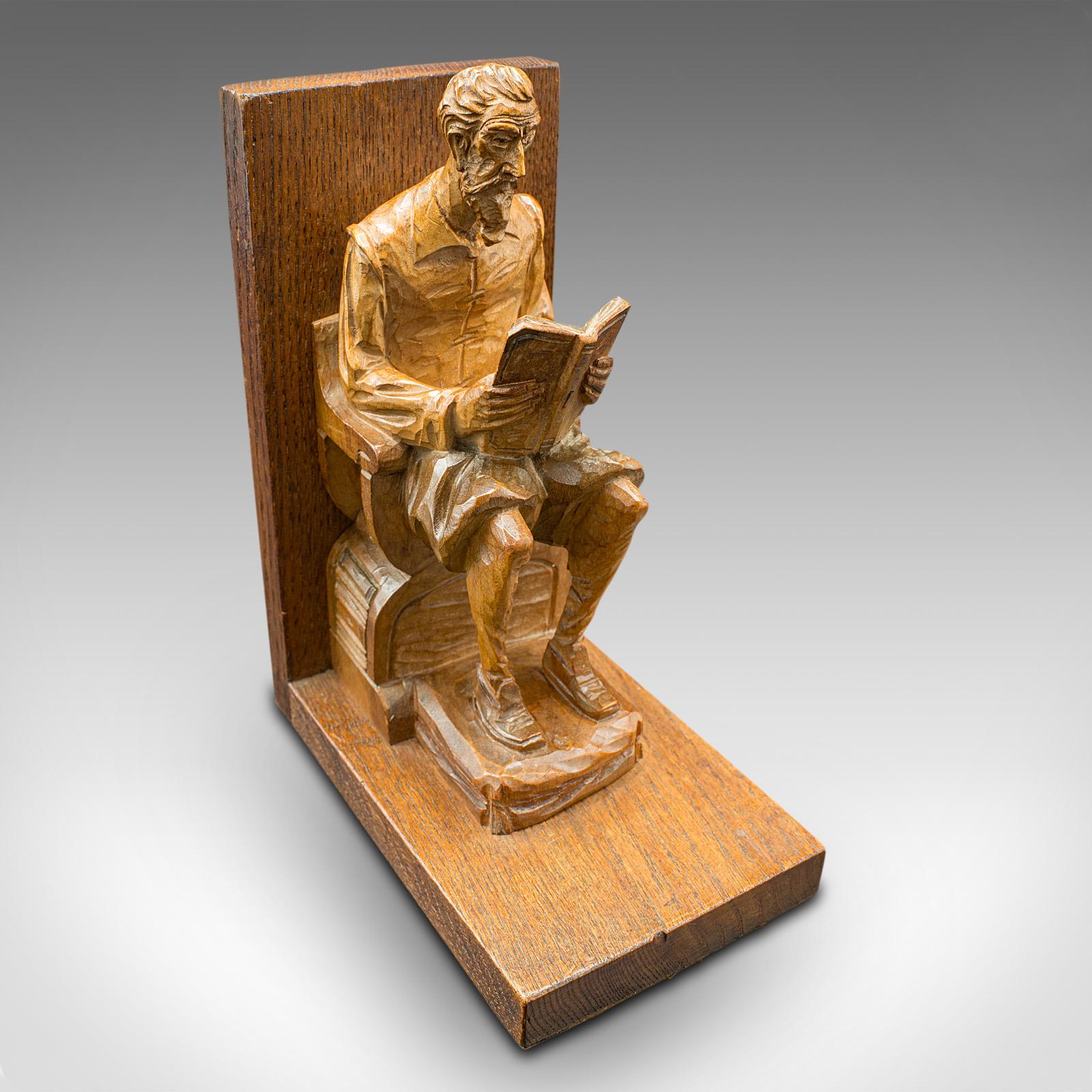 Pair Of Vintage Character Bookends, Spanish, Hand Carved, Book Rest, Don Quixote 1