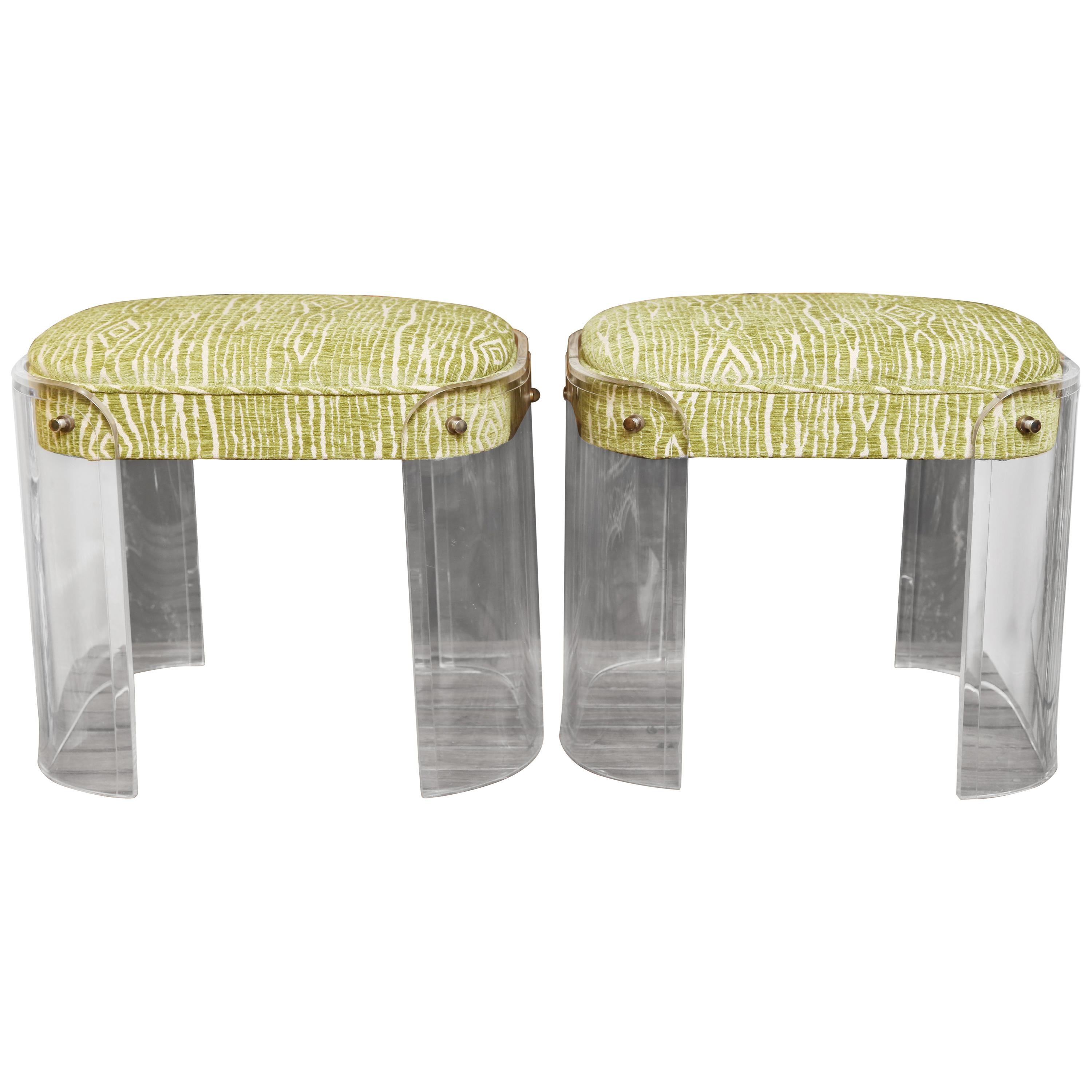Pair of Vintage Charles Hollis Jones Lucite Stools