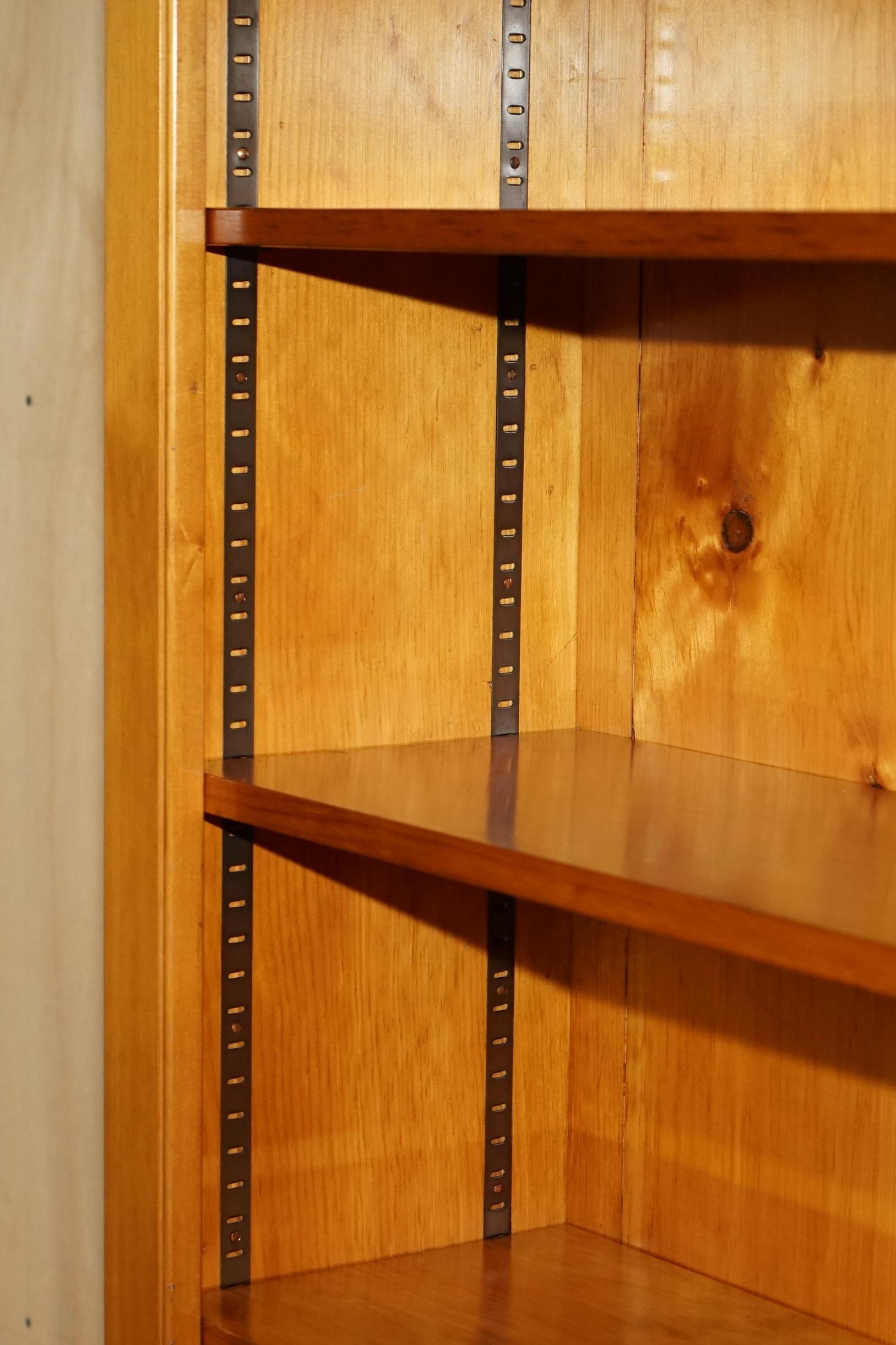 Cherry PAIR OF ViNTAGE CHERRYWOOD OPEN LIBRARY BOOKCASES WITH LOCKABLE CUPBOARD BASES For Sale