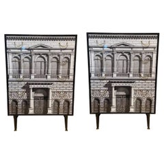Paire de commodes vintage à la manière de Fornasetti