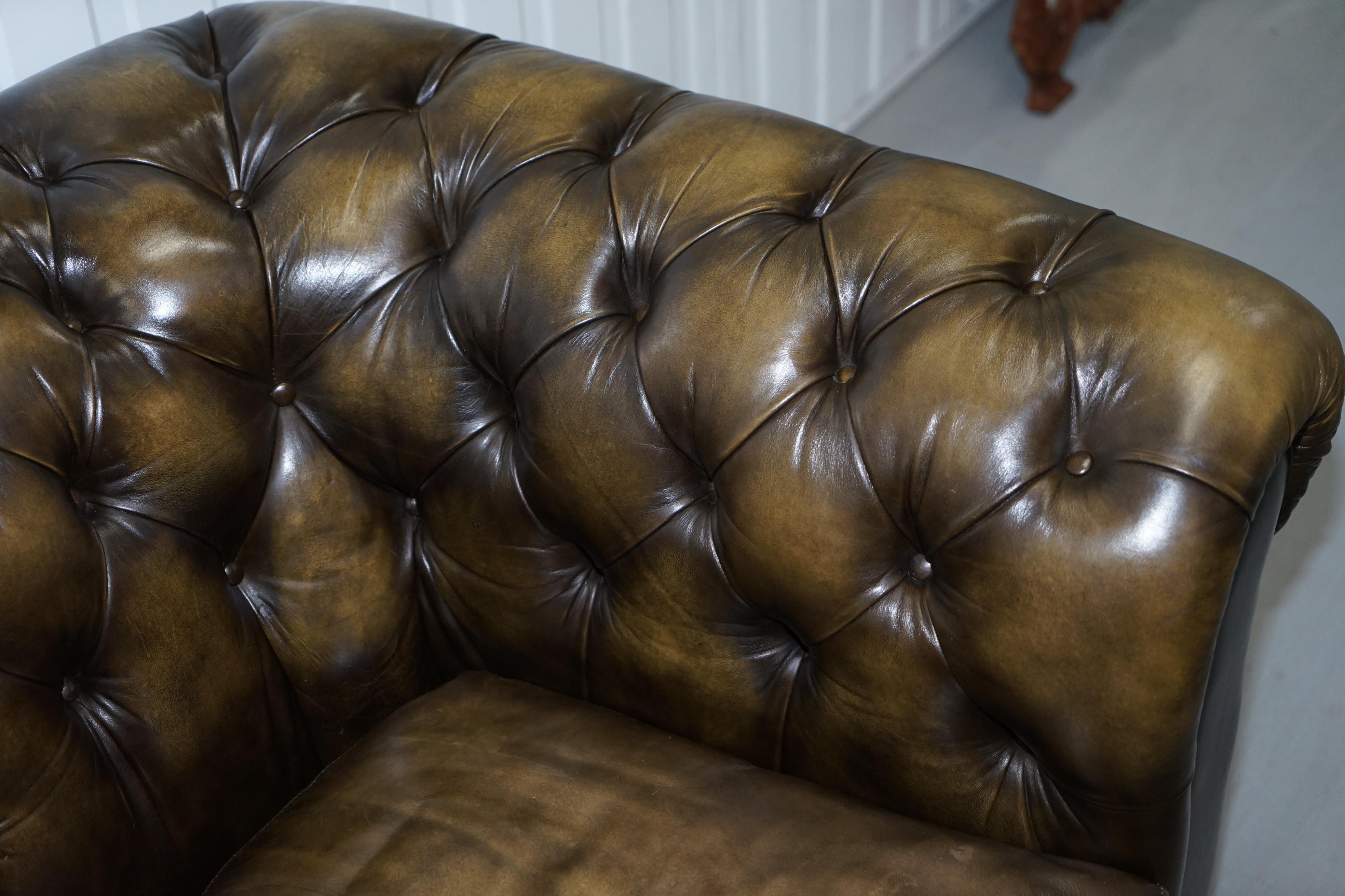 20th Century Pair of Vintage Chesterfield Leather Club Armchairs Feather Cushions 4 Available