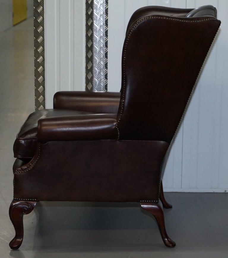 Pair of Vintage Chesterfield Tufted Heritage Brown Leather Wingback ...