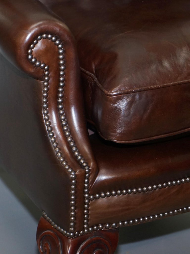 Pair of Vintage Chesterfield Tufted Heritage Brown Leather Wingback ...
