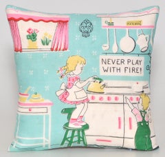 Pair of Vintage Children’s Scarf Cushions Pillows with Irish Linen Backing Pink