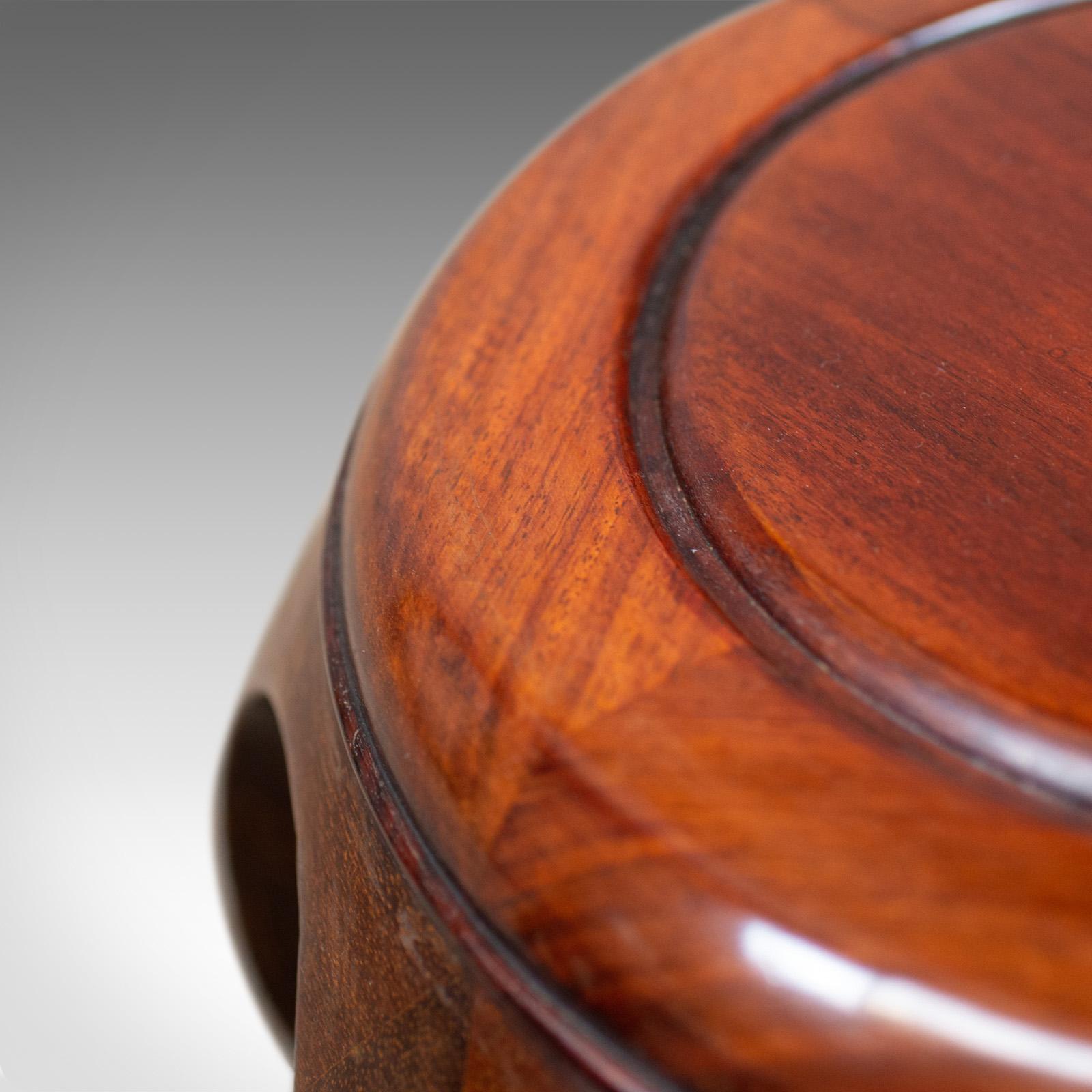 Pair of Vintage Chinese Barrel Side Tables, Huali Rosewood, Stools, 20th Century In Good Condition In Hele, Devon, GB