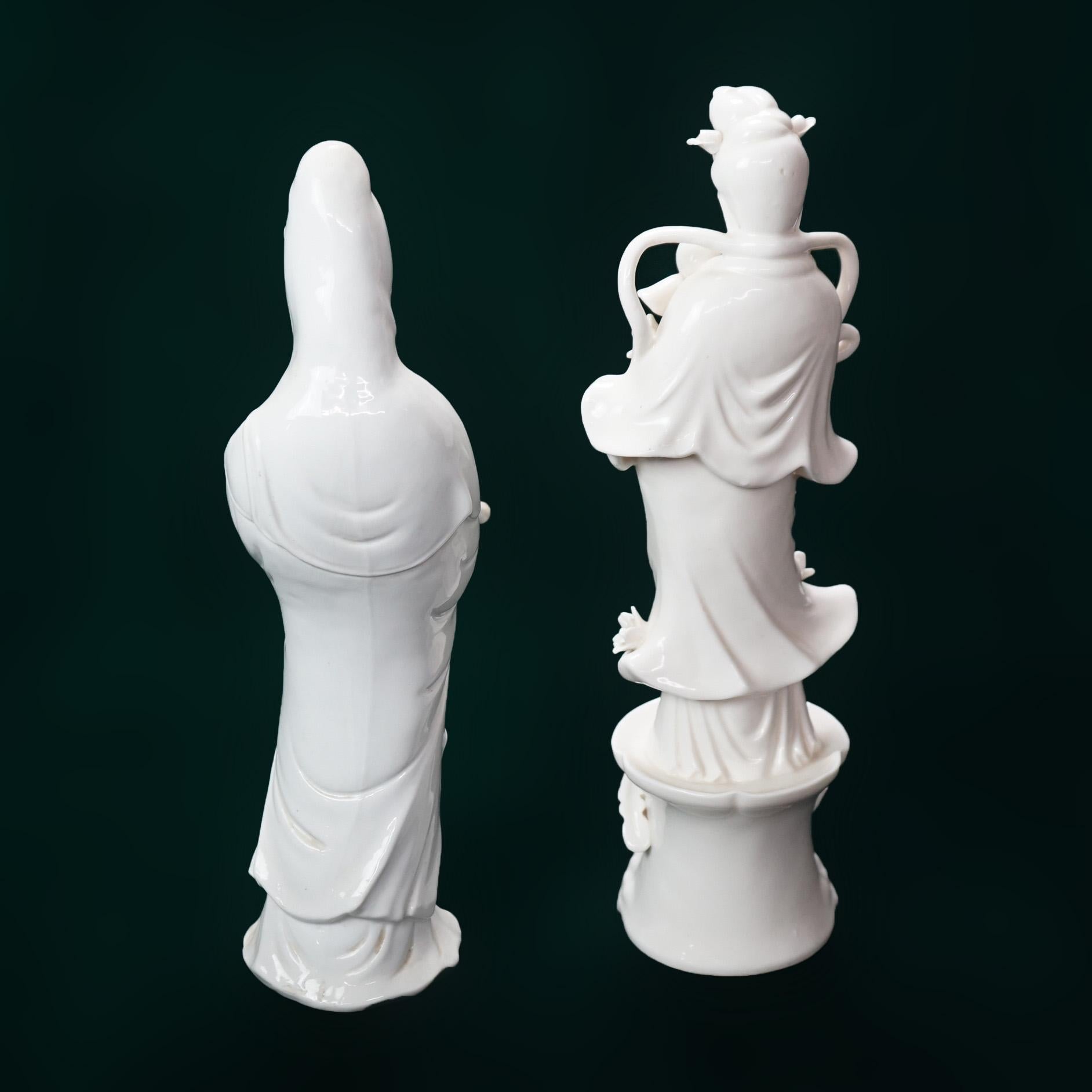 Pair of Vintage Chinese Blanc De Chine Porcelain Shiva Figures C1930 9