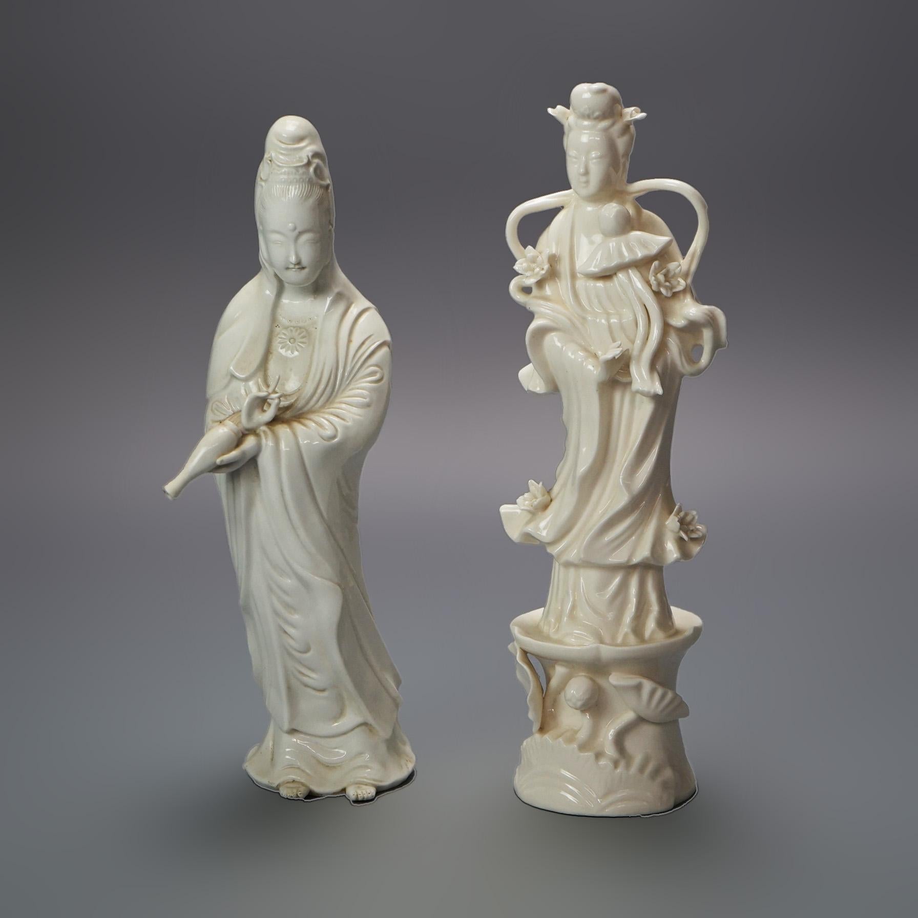 Pair of Vintage Chinese Blanc De Chine Porcelain Shiva Figures C1930 10