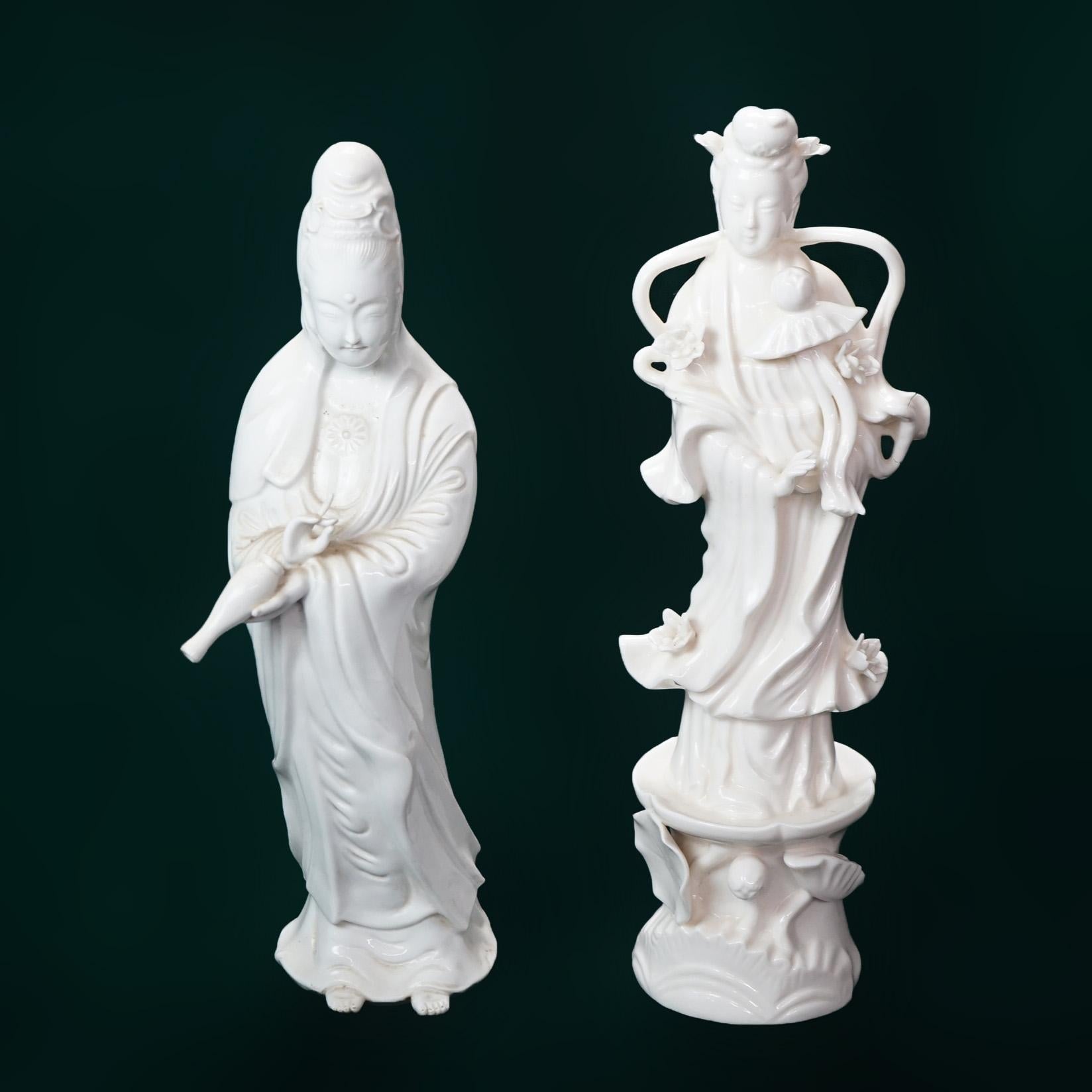 Pair of Vintage Chinese Blanc De Chine Porcelain Shiva Figures C1930

Measures - 13.25